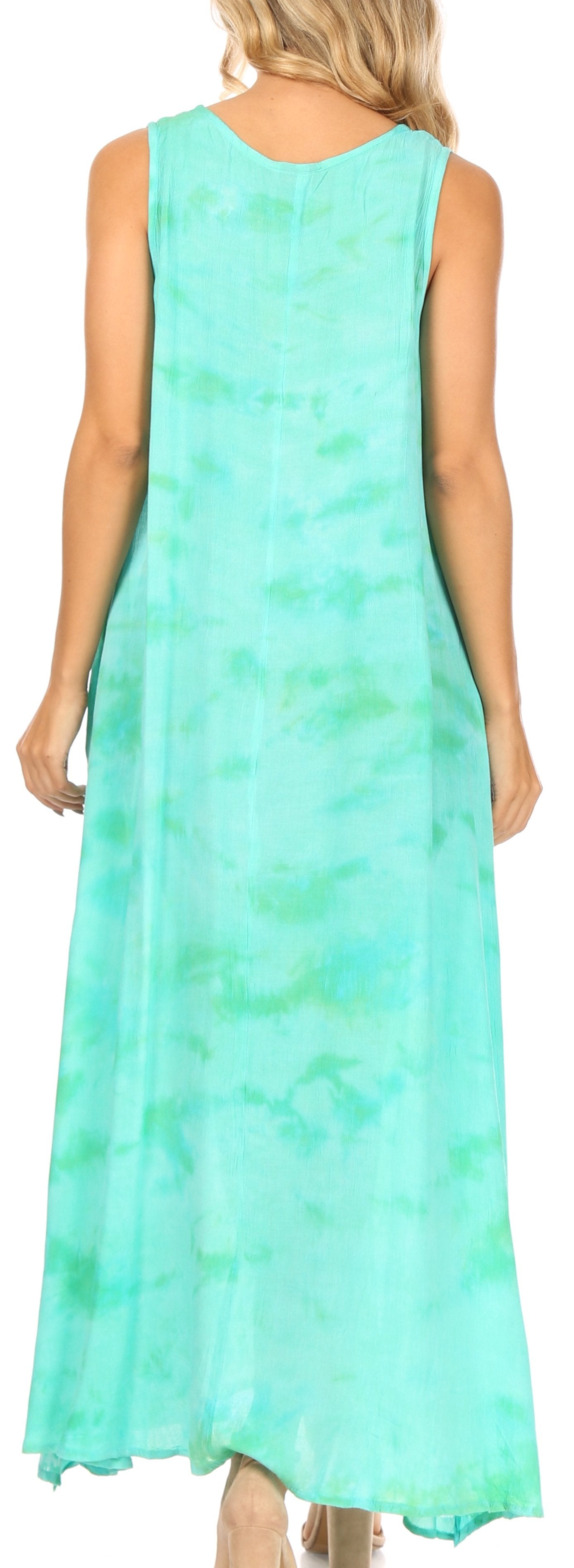 Sakkas Leonor Women's Maxi Sleeveless Tank Long Print Dress with Pockets and Ties - Concordia Style Boutique