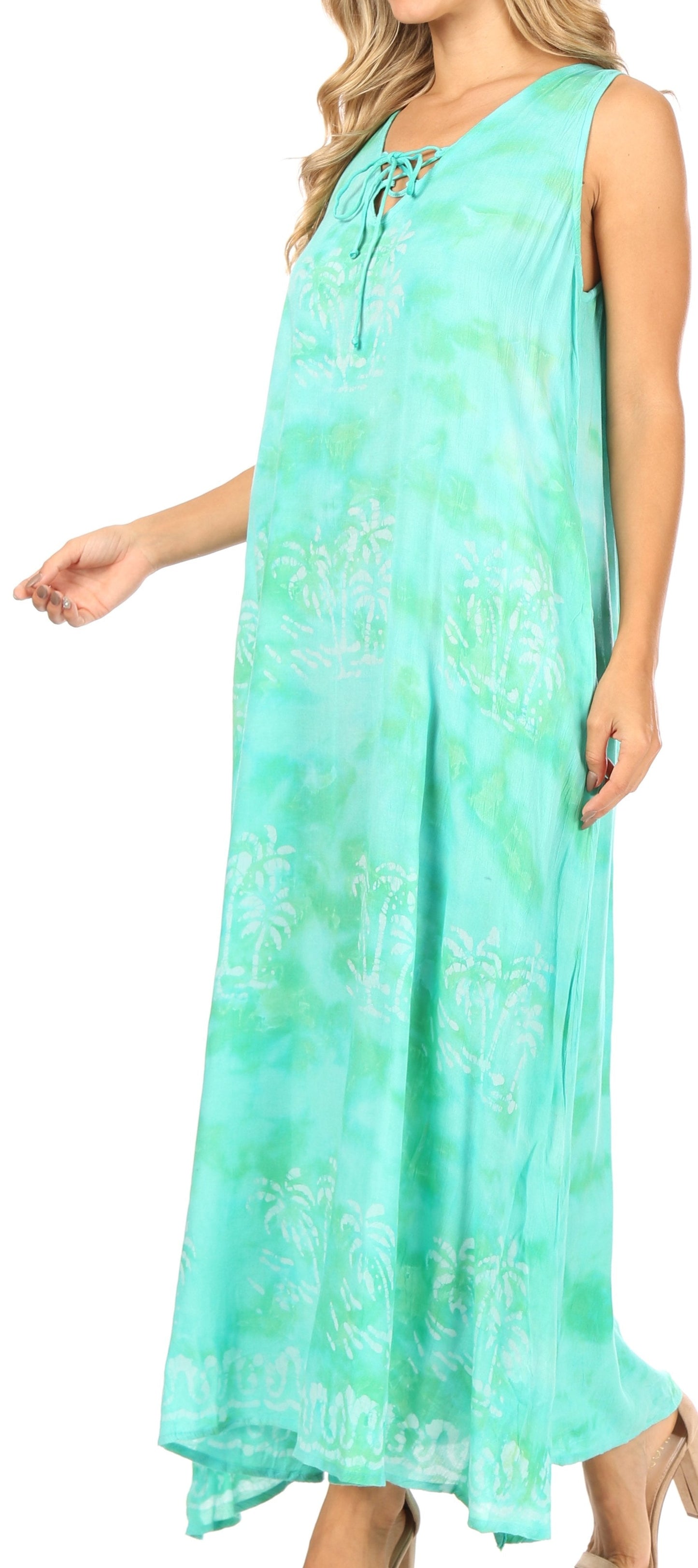 Sakkas Leonor Women's Maxi Sleeveless Tank Long Print Dress with Pockets and Ties - Concordia Style Boutique