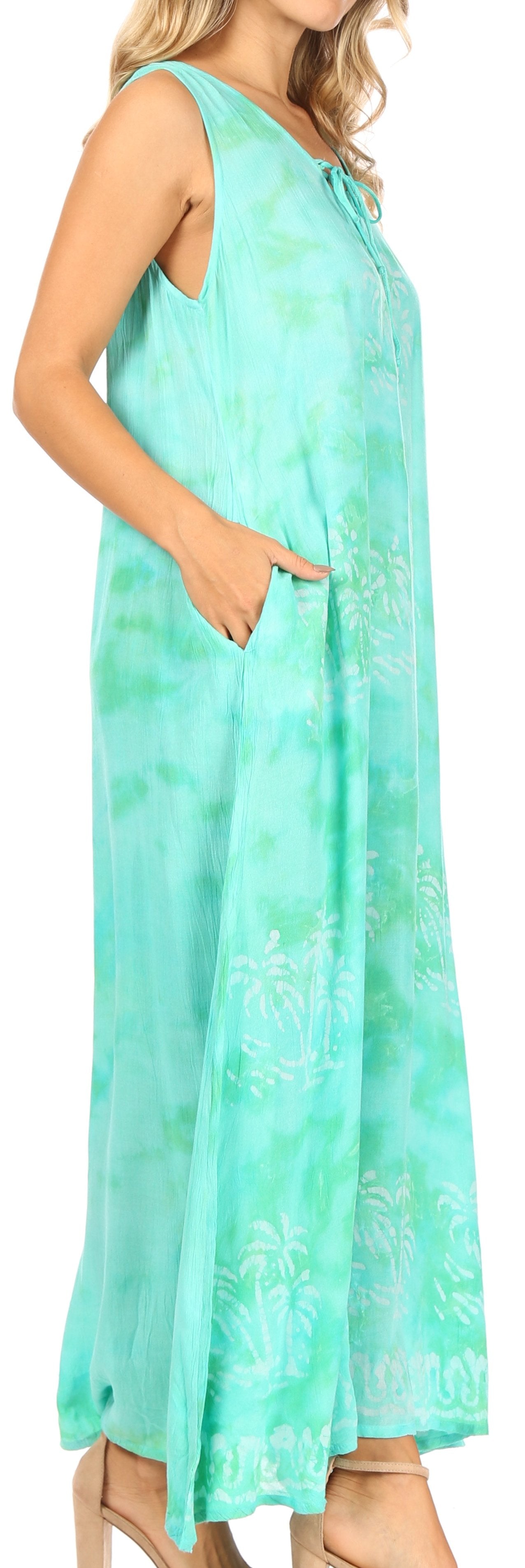 Sakkas Leonor Women's Maxi Sleeveless Tank Long Print Dress with Pockets and Ties - Concordia Style Boutique