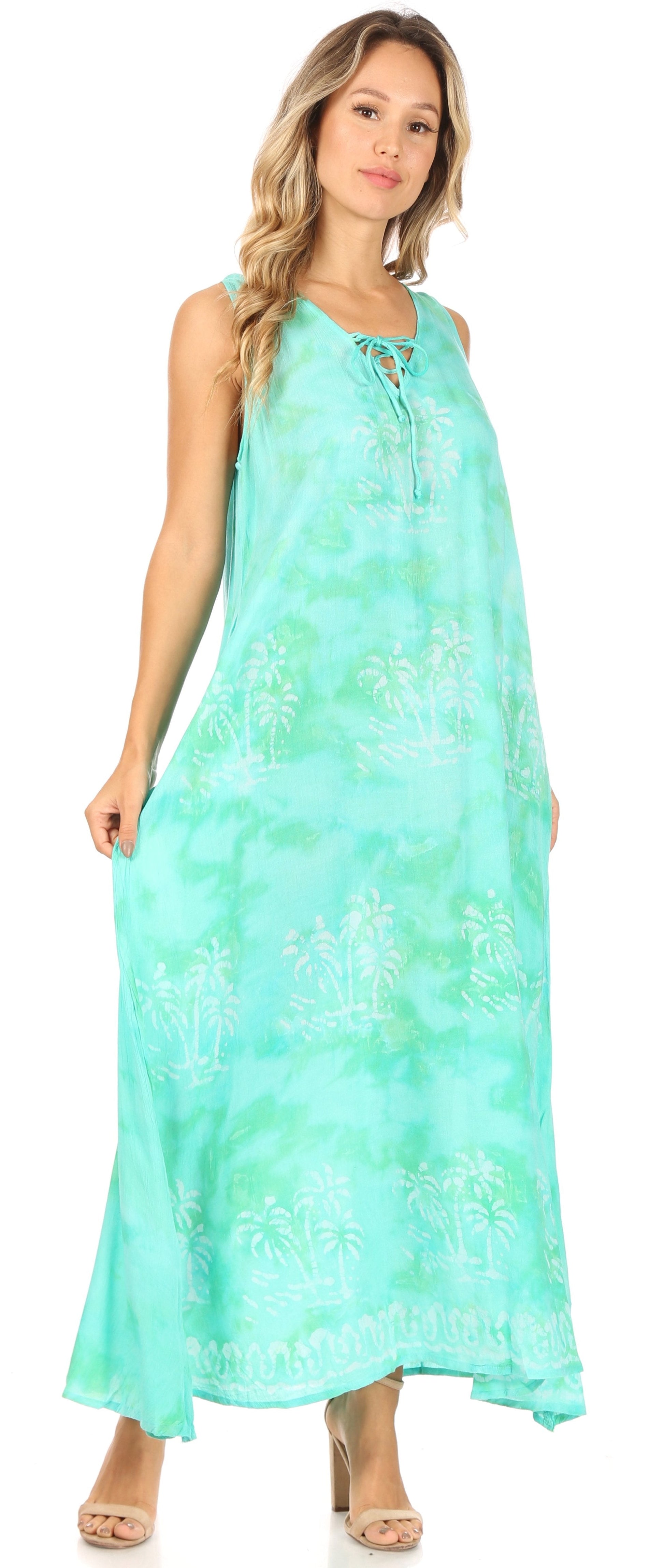 Sakkas Leonor Women's Maxi Sleeveless Tank Long Print Dress with Pockets and Ties - Concordia Style Boutique