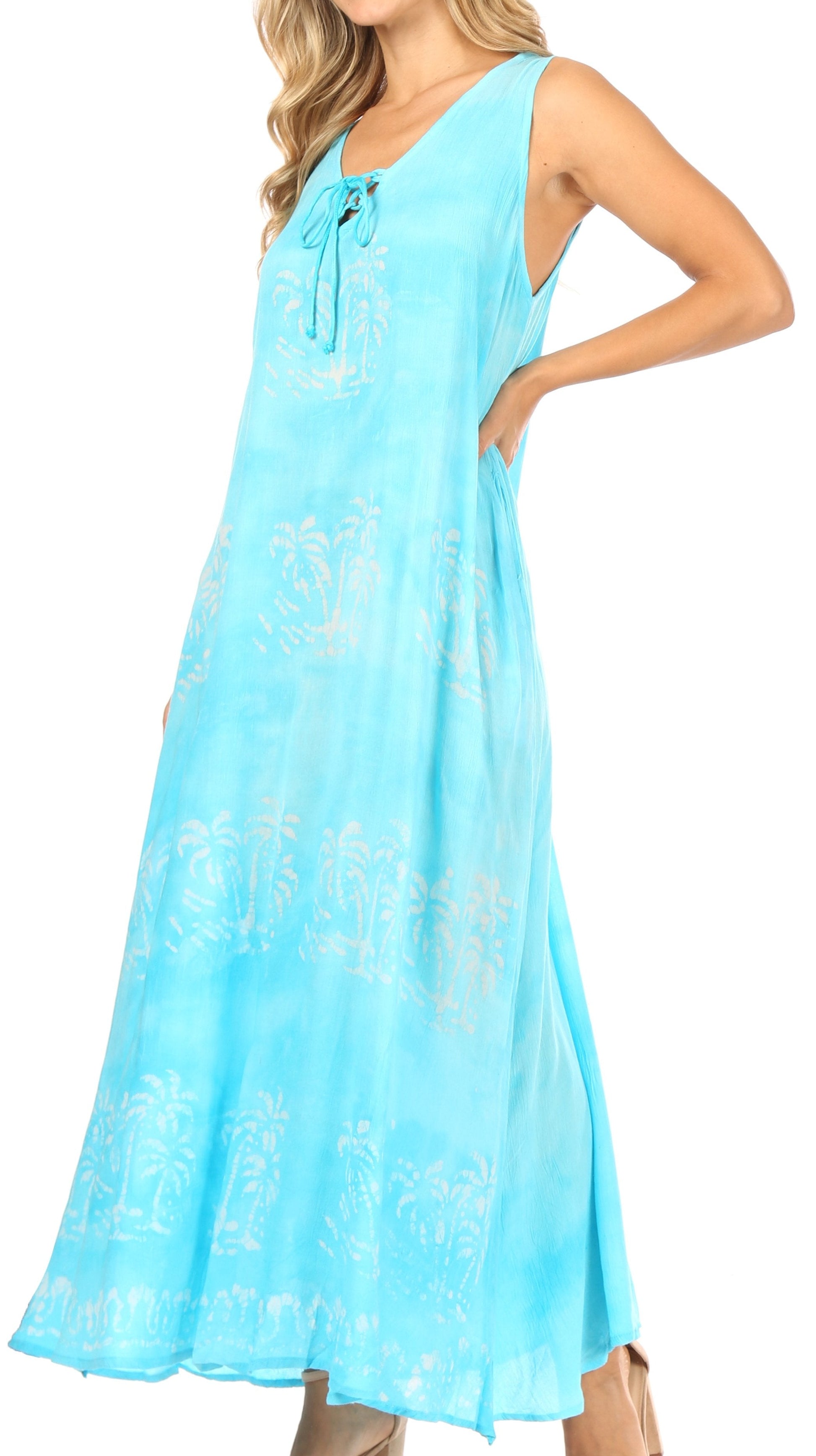 Sakkas Leonor Women's Maxi Sleeveless Tank Long Print Dress with Pockets and Ties - Concordia Style Boutique