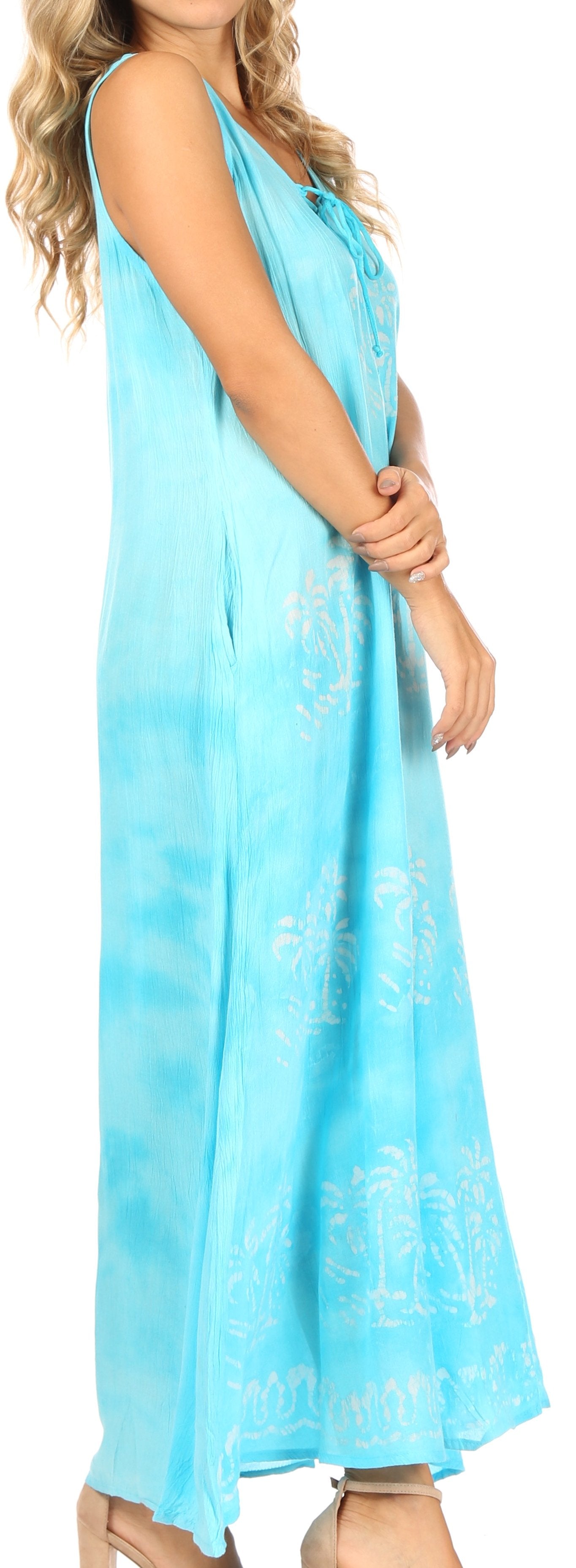 Sakkas Leonor Women's Maxi Sleeveless Tank Long Print Dress with Pockets and Ties - Concordia Style Boutique