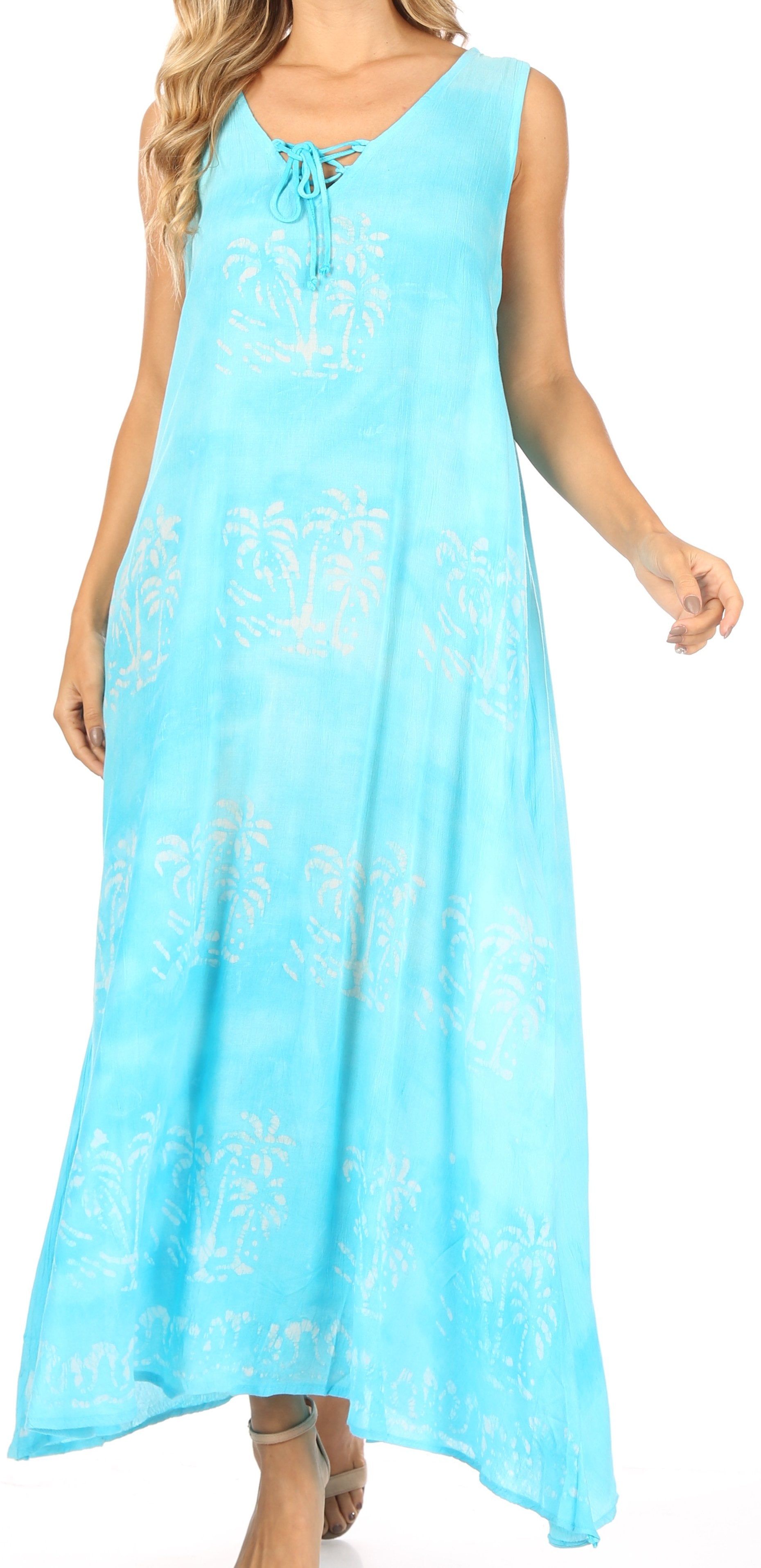 Sakkas Leonor Women's Maxi Sleeveless Tank Long Print Dress with Pockets and Ties - Concordia Style Boutique