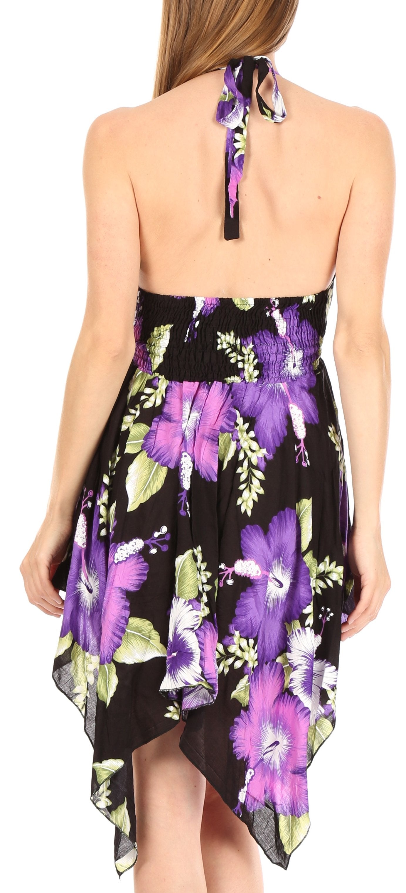 Sakkas Svana Women's V-neck Spaghetti Strap Floral Print Summer Casual Short Dress - Concordia Style Boutique