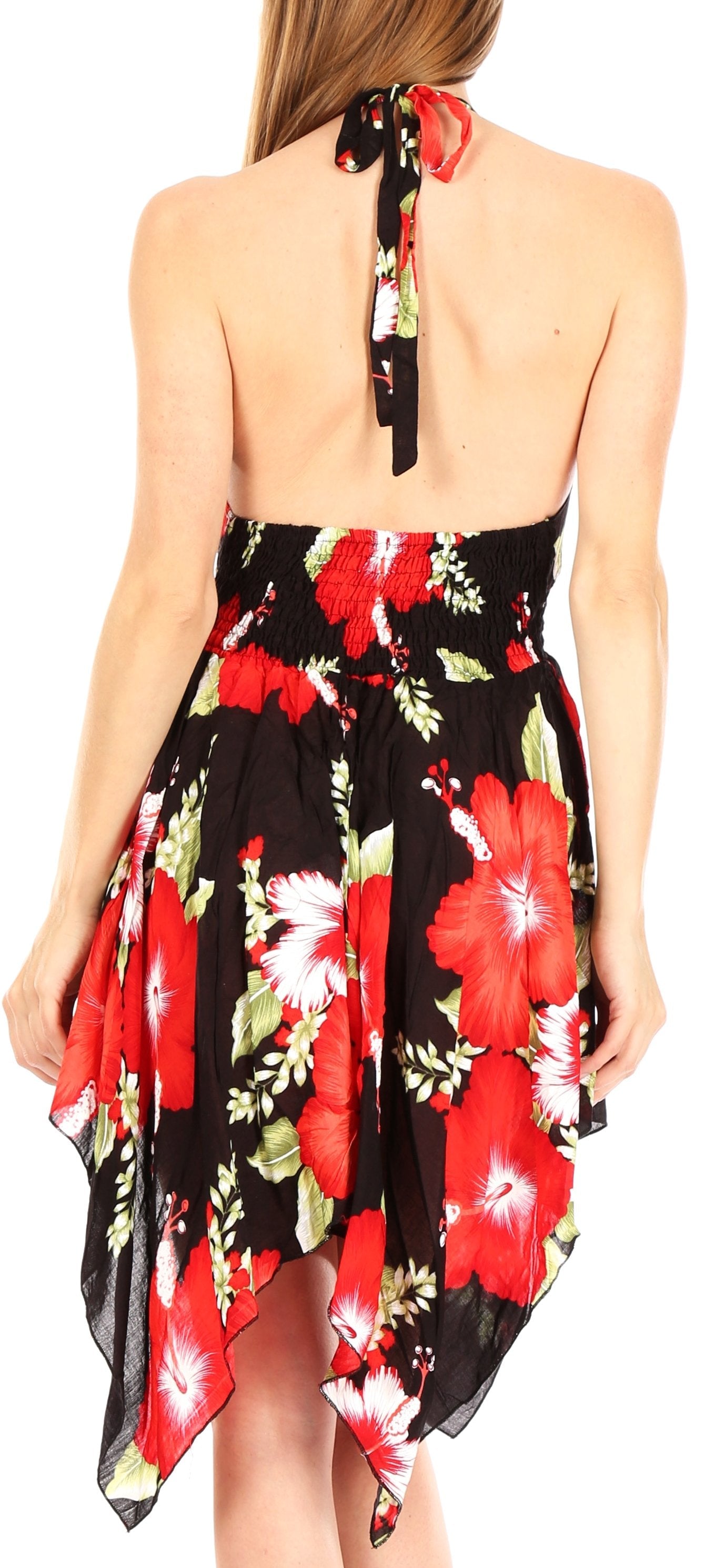 Sakkas Svana Women's V-neck Spaghetti Strap Floral Print Summer Casual Short Dress - Concordia Style Boutique