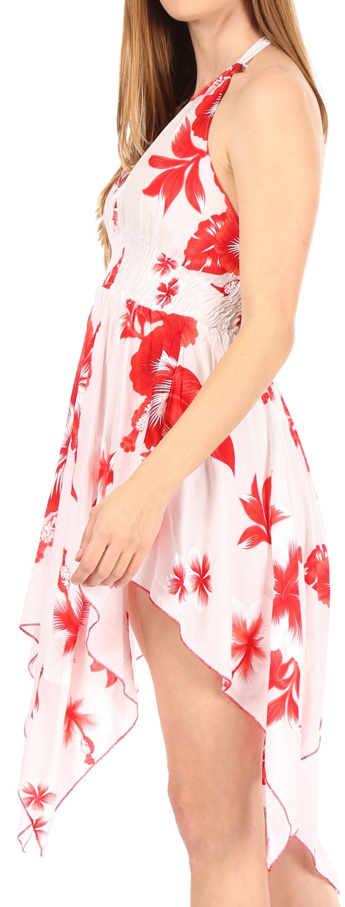 Sakkas Svana Women's V-neck Spaghetti Strap Floral Print Summer Casual Short Dress - Concordia Style Boutique
