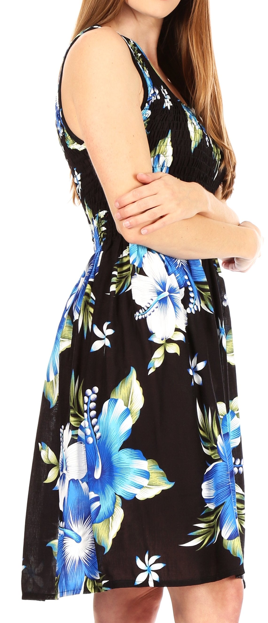 Sakkas Murni Women's Casual Summer Cocktail Elastic Stretchy Floral Print Dress - Concordia Style Boutique