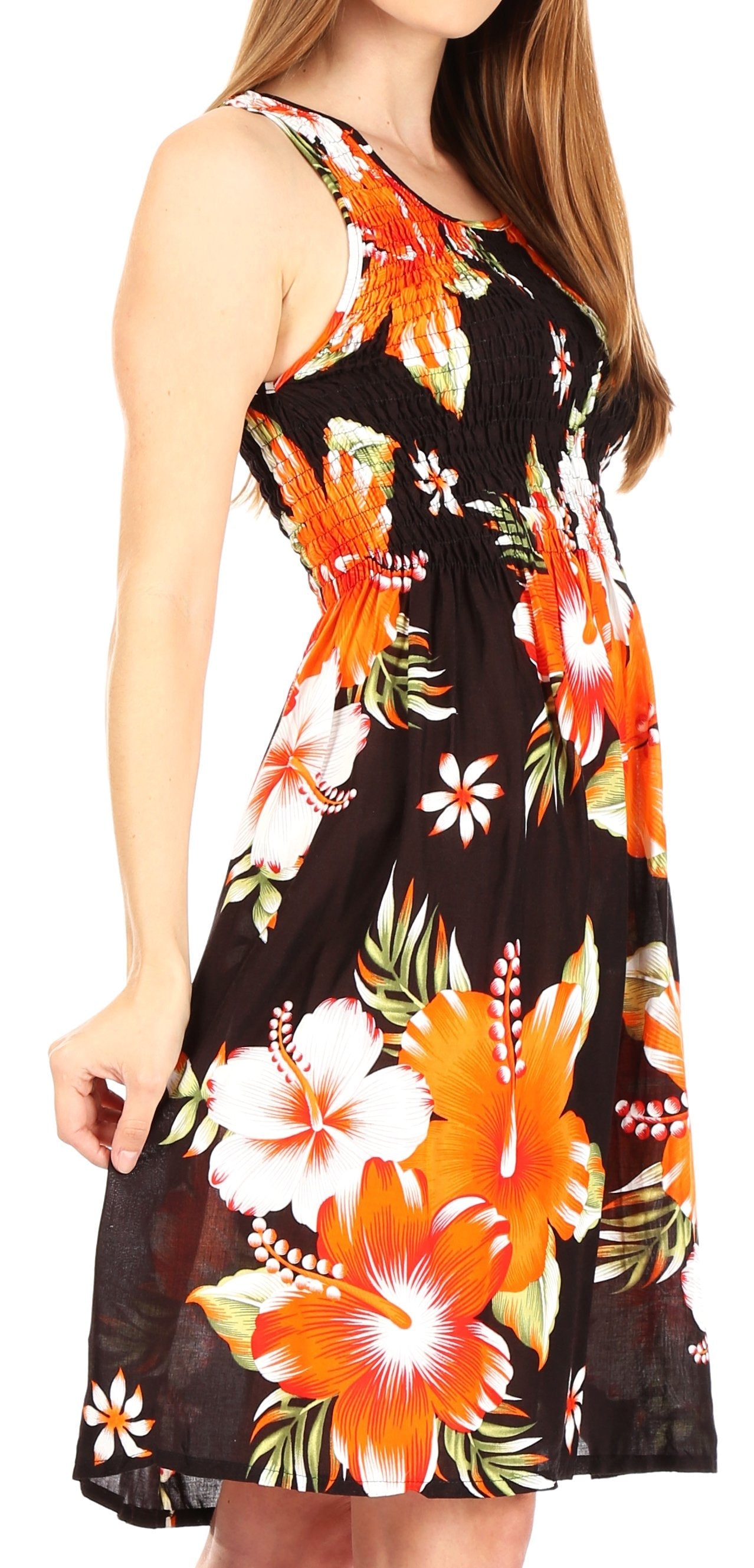 Sakkas Murni Women's Casual Summer Cocktail Elastic Stretchy Floral Print Dress - Concordia Style Boutique