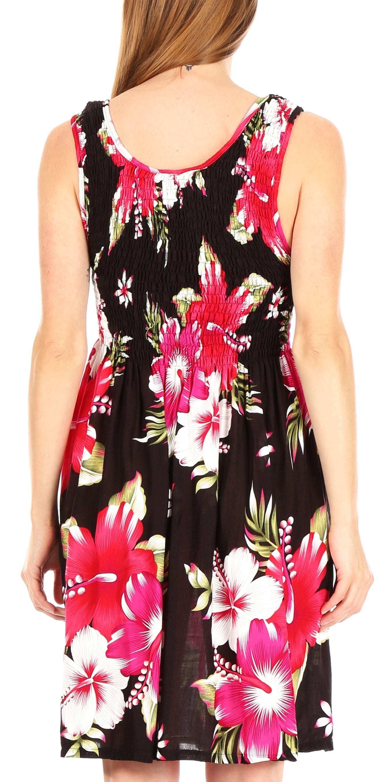 Sakkas Murni Women's Casual Summer Cocktail Elastic Stretchy Floral Print Dress - Concordia Style Boutique