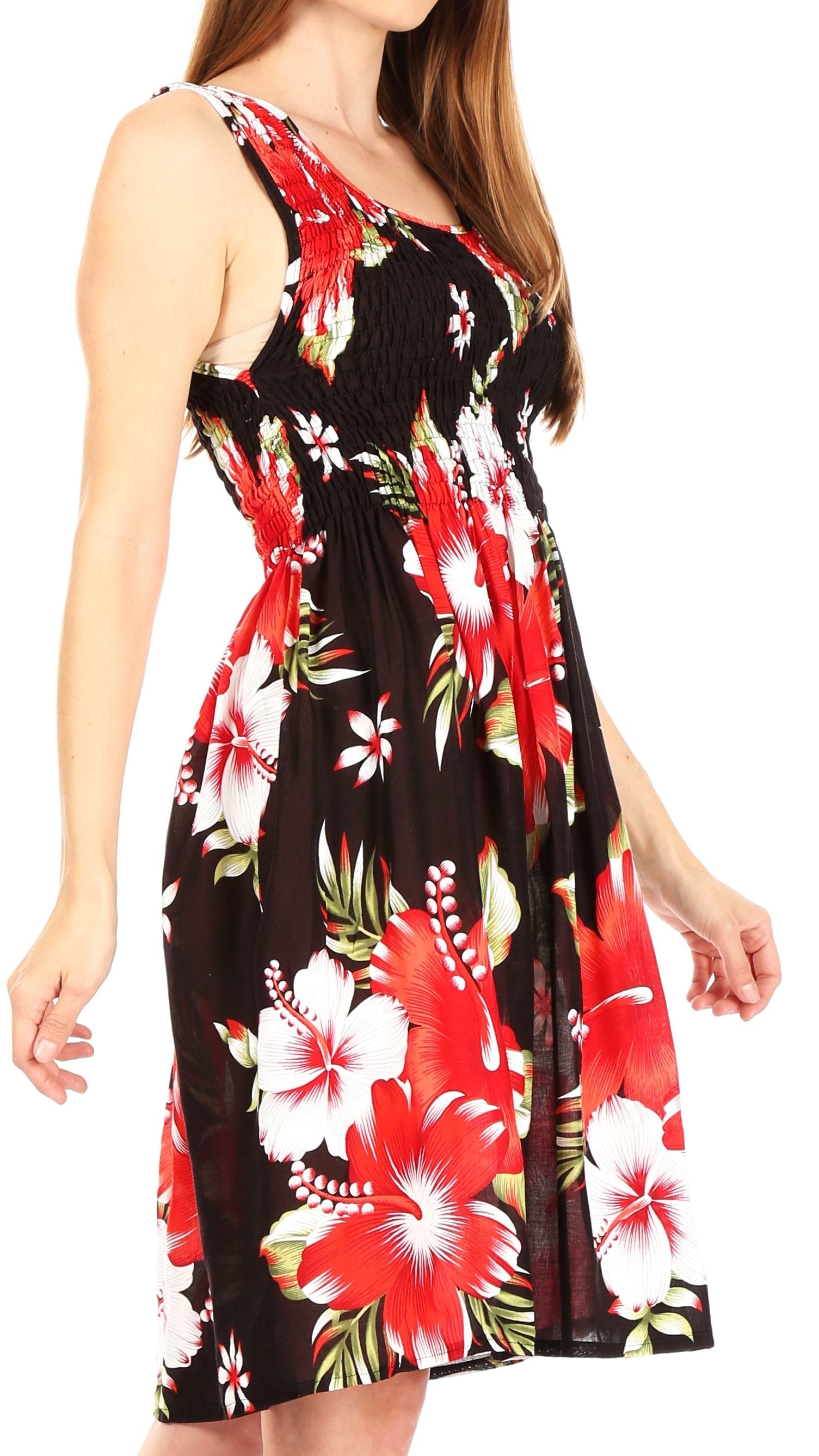 Sakkas Murni Women's Casual Summer Cocktail Elastic Stretchy Floral Print Dress - Concordia Style Boutique