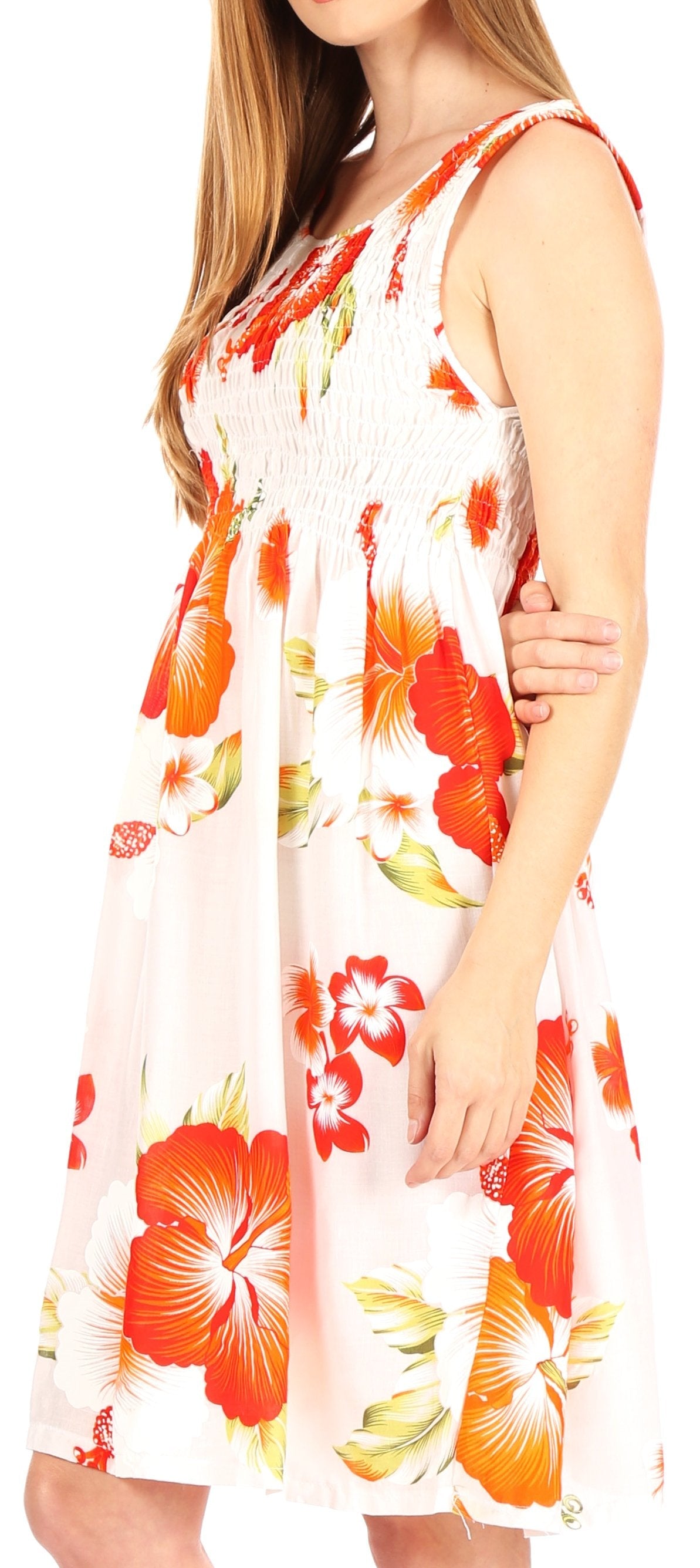 Sakkas Murni Women's Casual Summer Cocktail Elastic Stretchy Floral Print Dress - Concordia Style Boutique