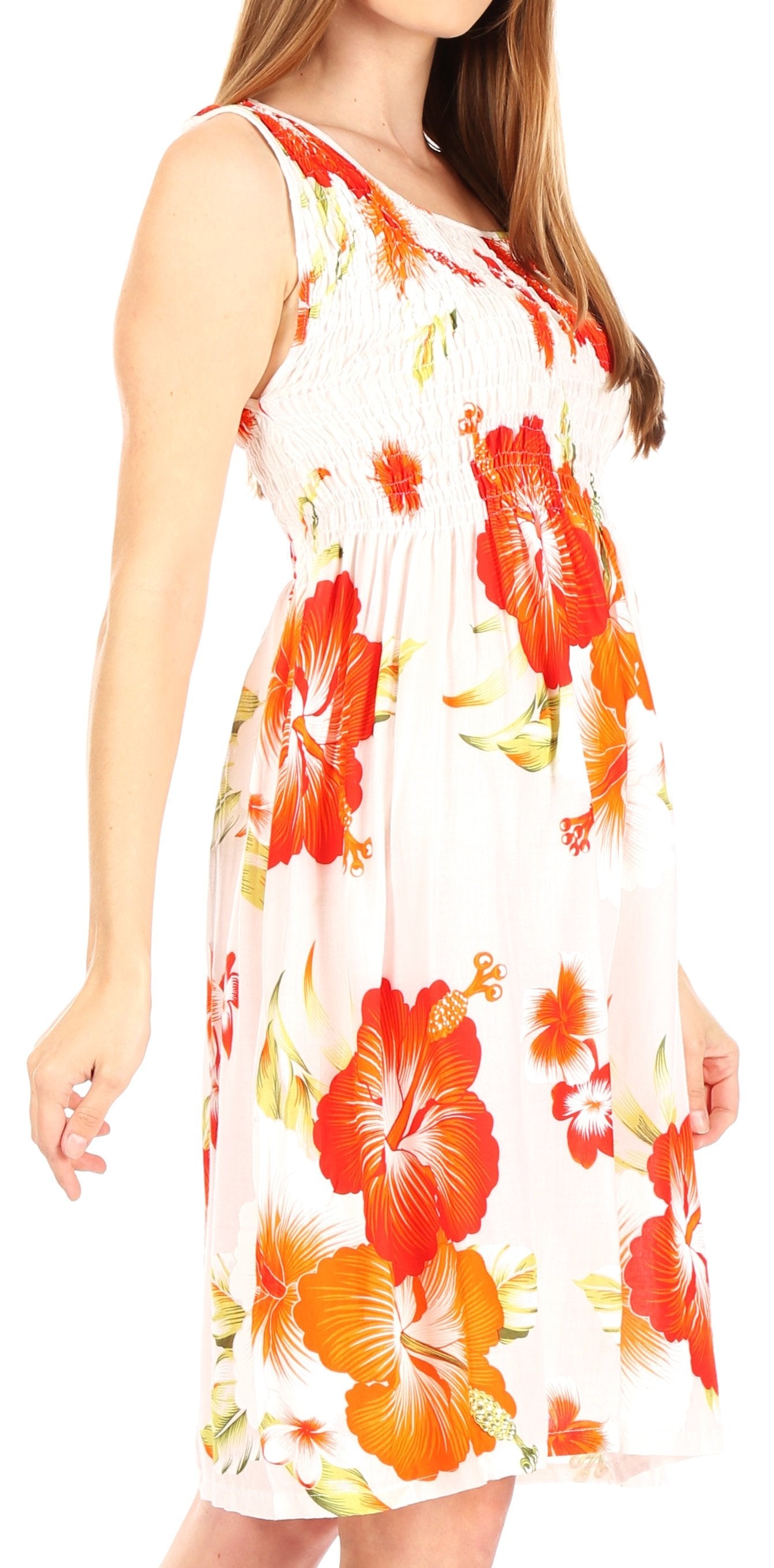 Sakkas Murni Women's Casual Summer Cocktail Elastic Stretchy Floral Print Dress - Concordia Style Boutique