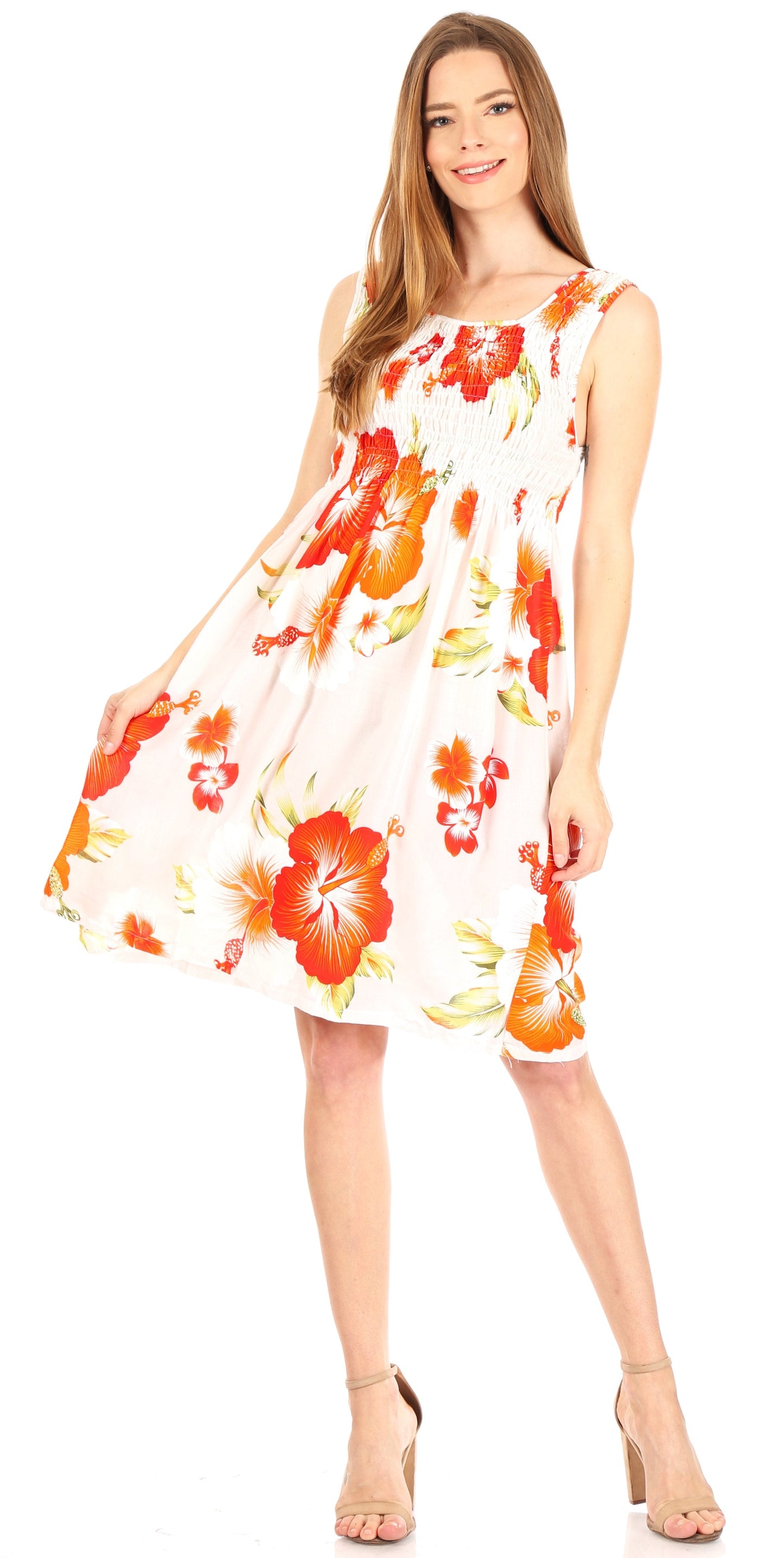 Sakkas Murni Women's Casual Summer Cocktail Elastic Stretchy Floral Print Dress - Concordia Style Boutique