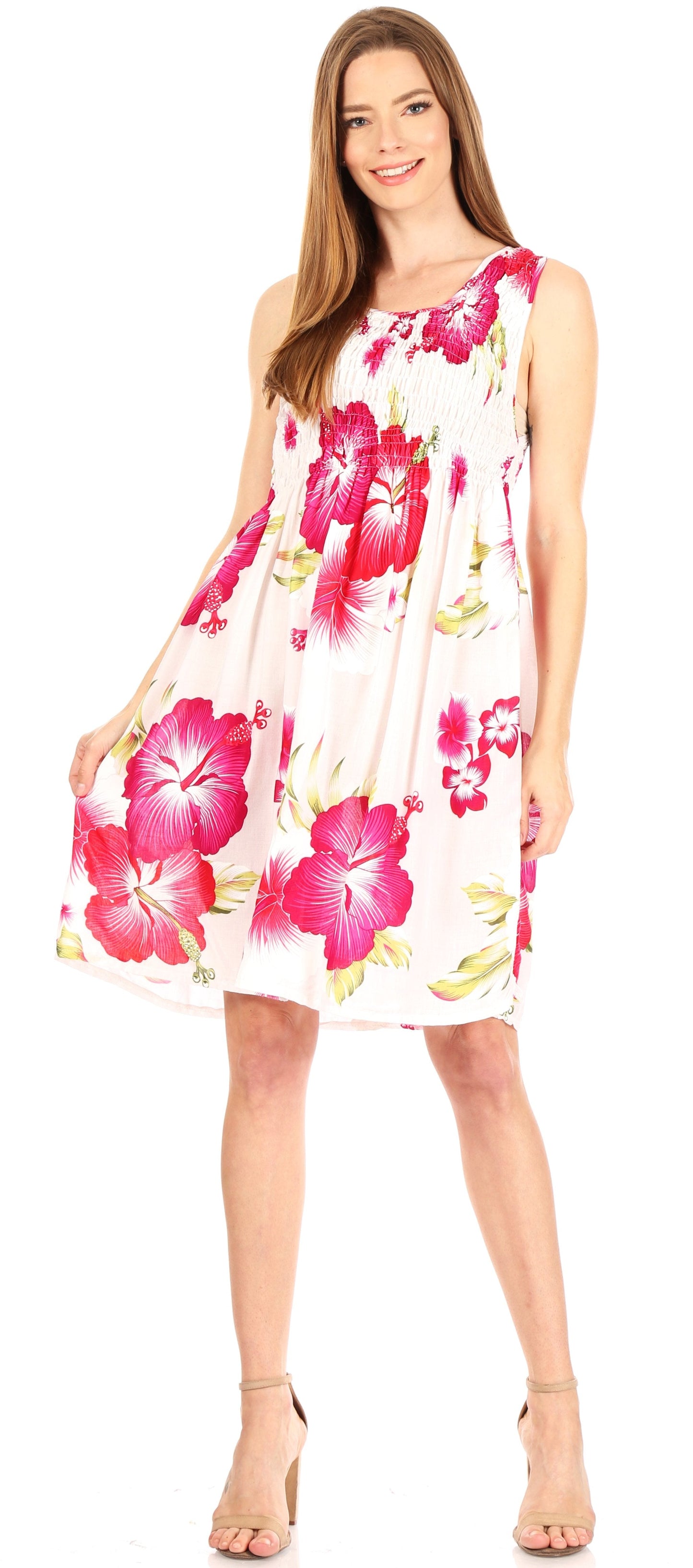 Sakkas Murni Women's Casual Summer Cocktail Elastic Stretchy Floral Print Dress - Concordia Style Boutique