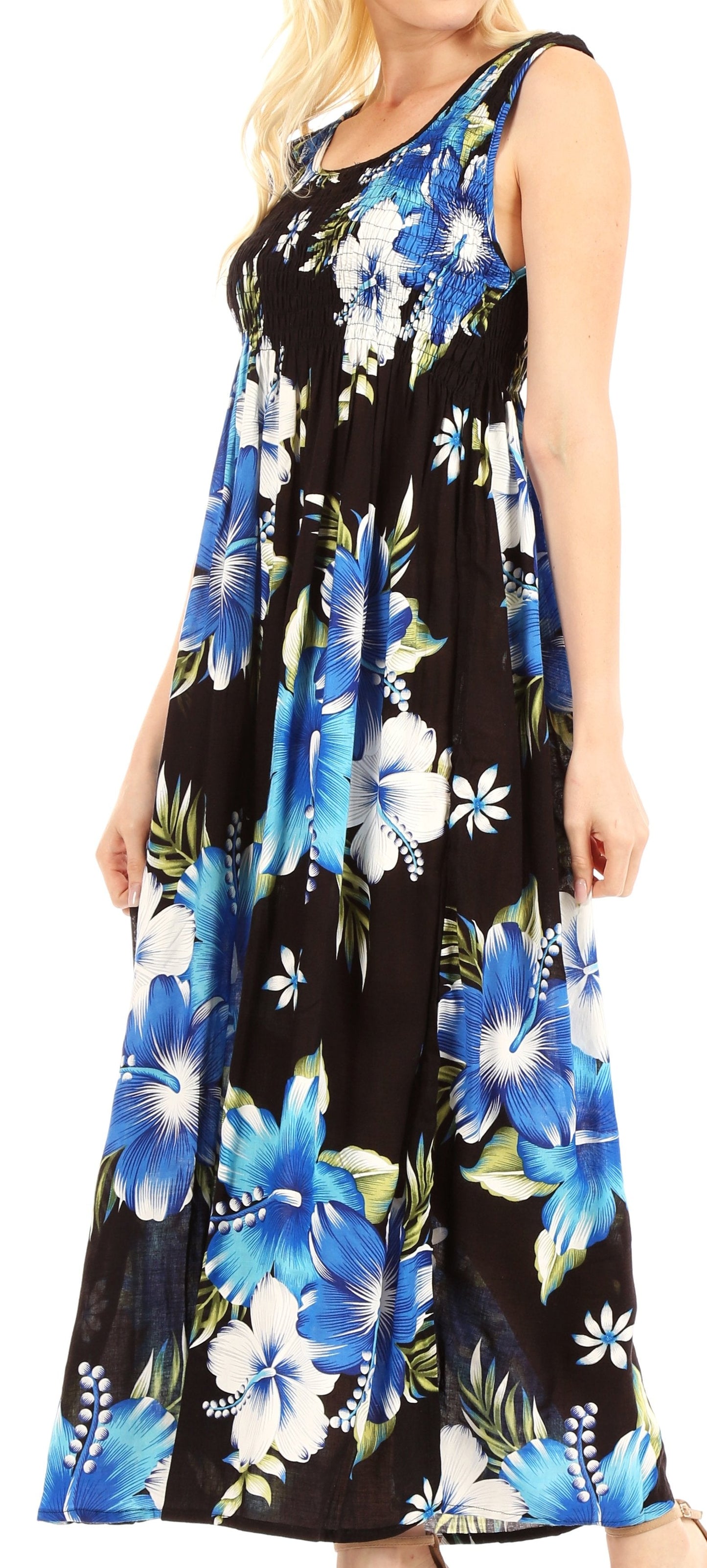 Sakkas Iyabo Women's Sleeveless Casual Summer Floral Print Dress Maxi Long Stretch - Concordia Style Boutique