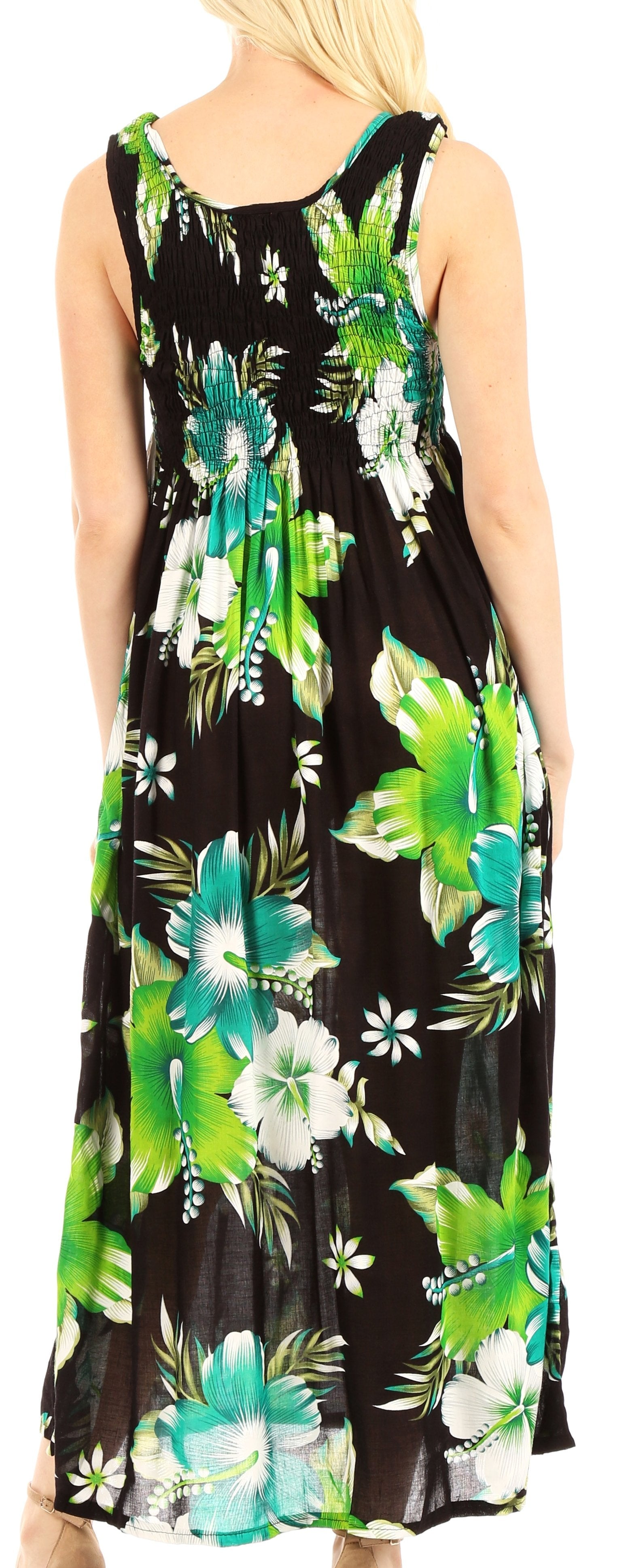 Sakkas Iyabo Women's Sleeveless Casual Summer Floral Print Dress Maxi Long Stretch - Concordia Style Boutique
