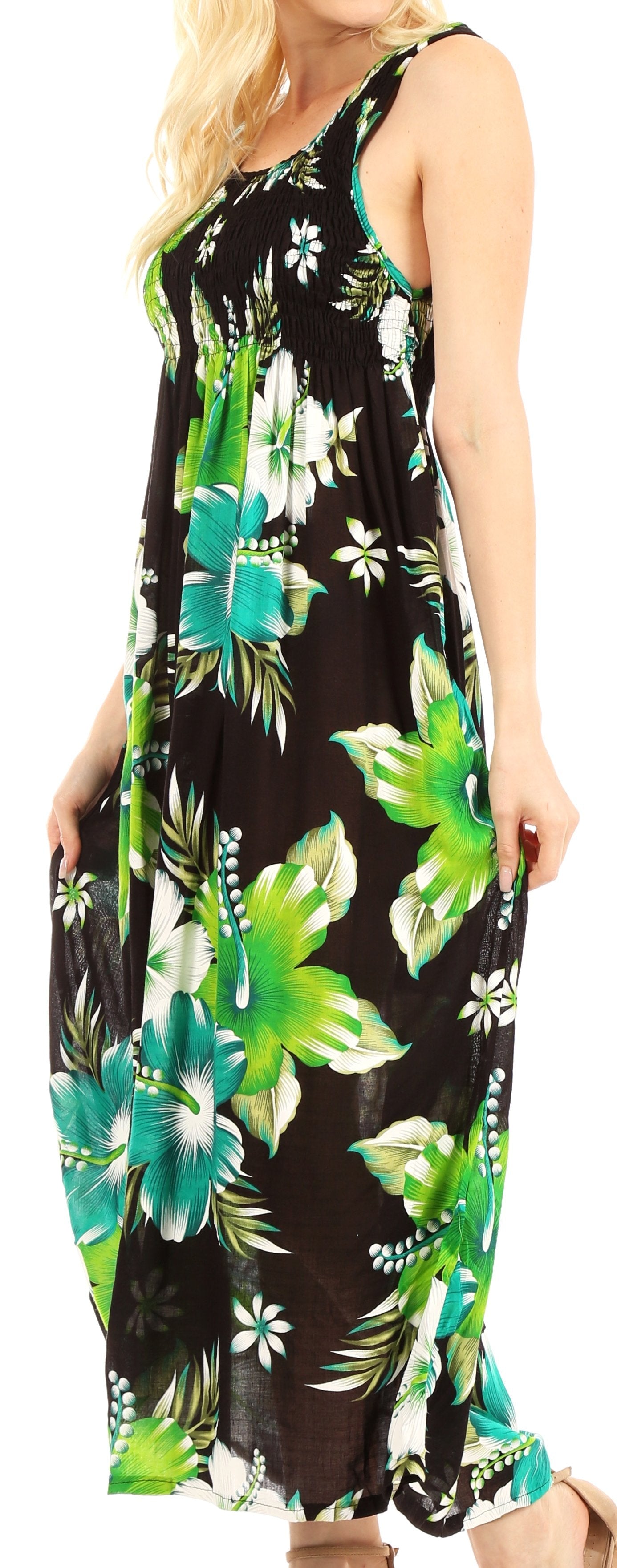 Sakkas Iyabo Women's Sleeveless Casual Summer Floral Print Dress Maxi Long Stretch - Concordia Style Boutique
