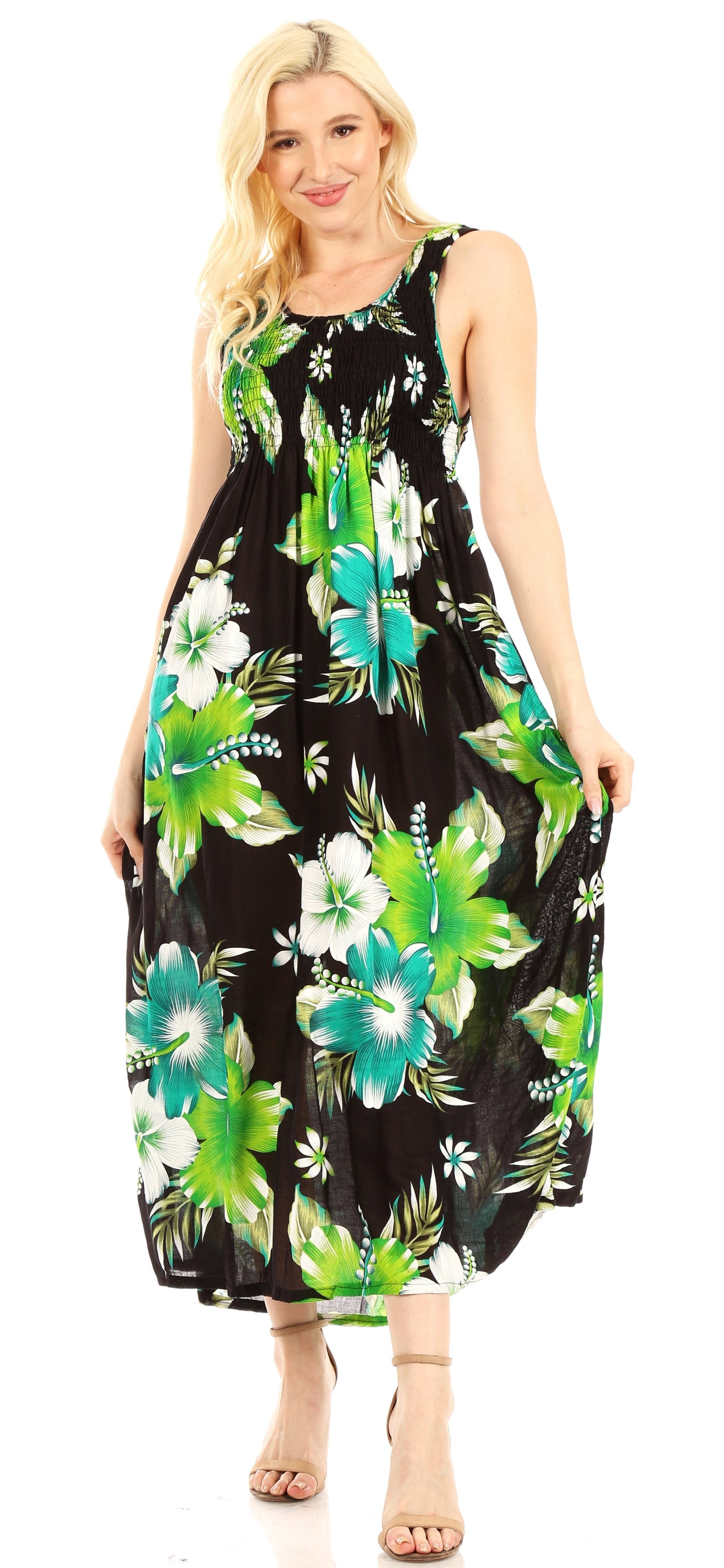 Sakkas Iyabo Women's Sleeveless Casual Summer Floral Print Dress Maxi Long Stretch - Concordia Style Boutique