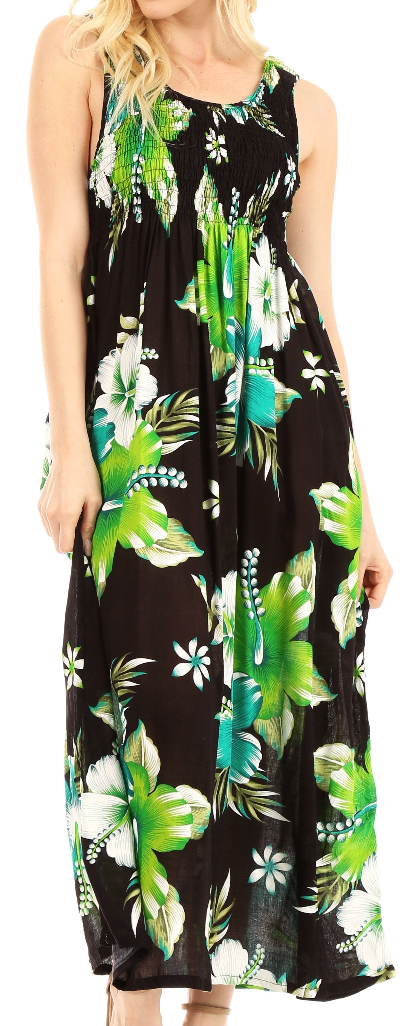 Sakkas Iyabo Women's Sleeveless Casual Summer Floral Print Dress Maxi Long Stretch - Concordia Style Boutique