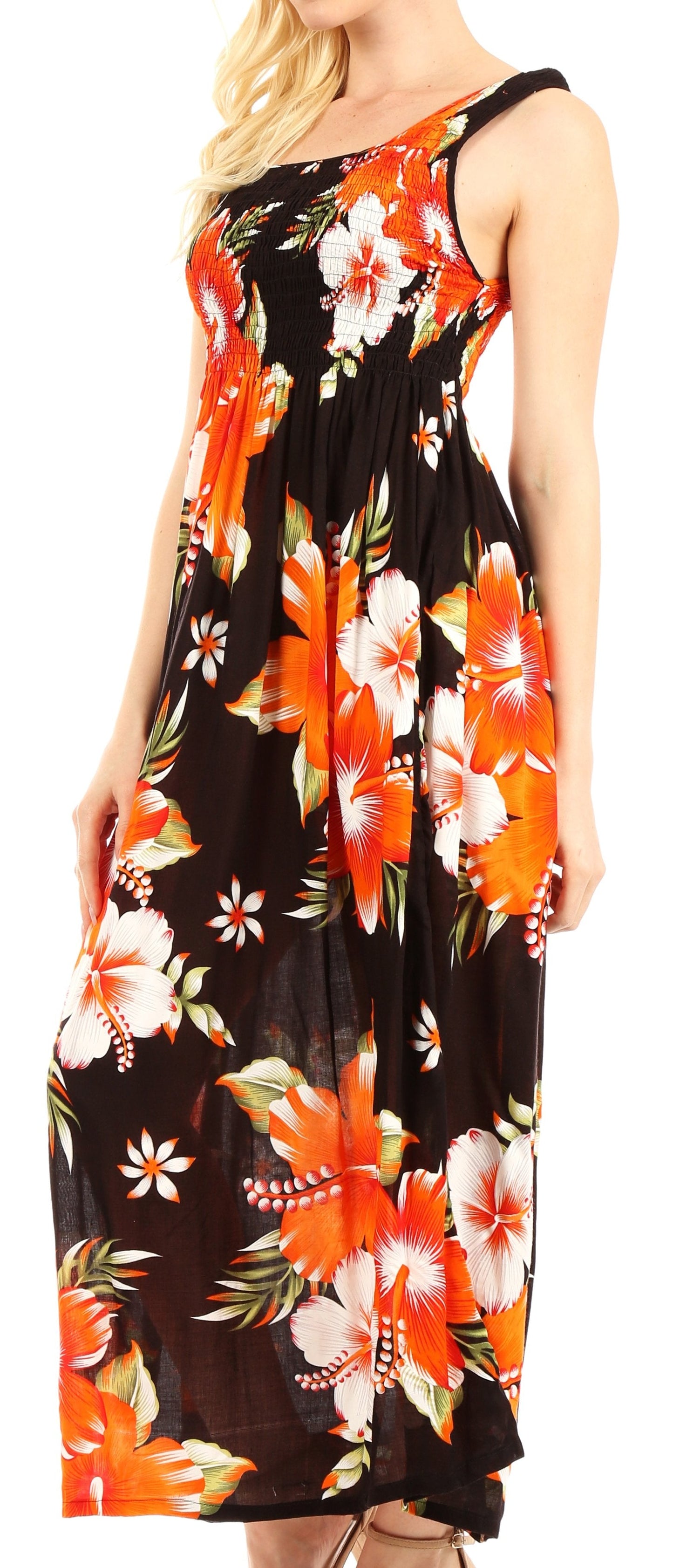 Sakkas Iyabo Women's Sleeveless Casual Summer Floral Print Dress Maxi Long Stretch - Concordia Style Boutique