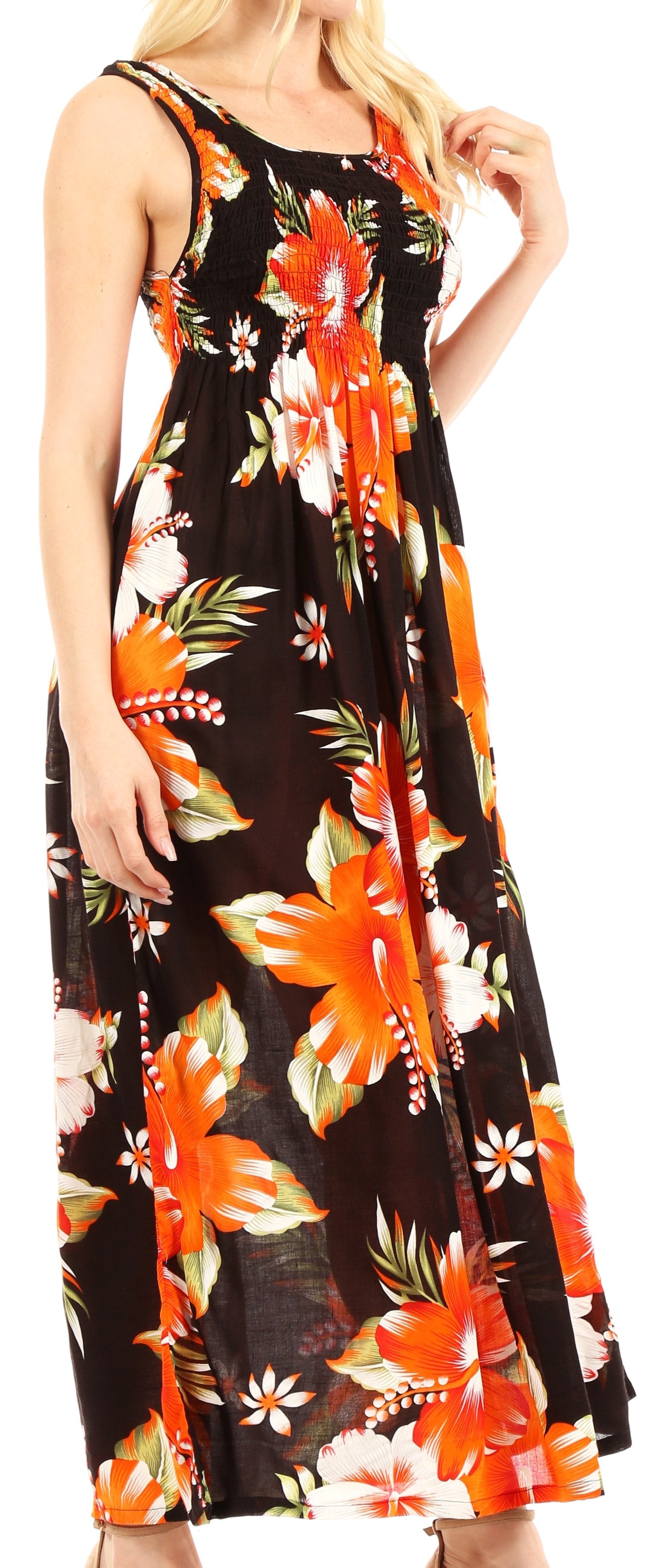 Sakkas Iyabo Women's Sleeveless Casual Summer Floral Print Dress Maxi Long Stretch - Concordia Style Boutique
