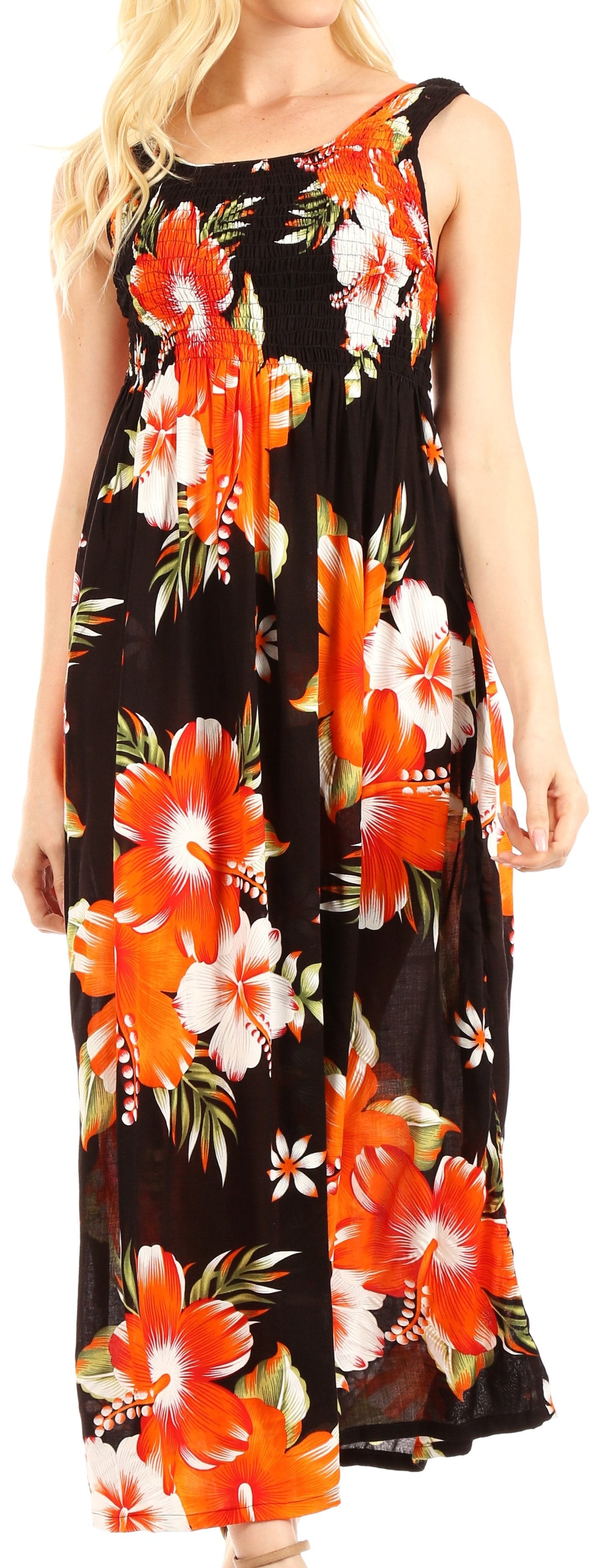 Sakkas Iyabo Women's Sleeveless Casual Summer Floral Print Dress Maxi Long Stretch - Concordia Style Boutique