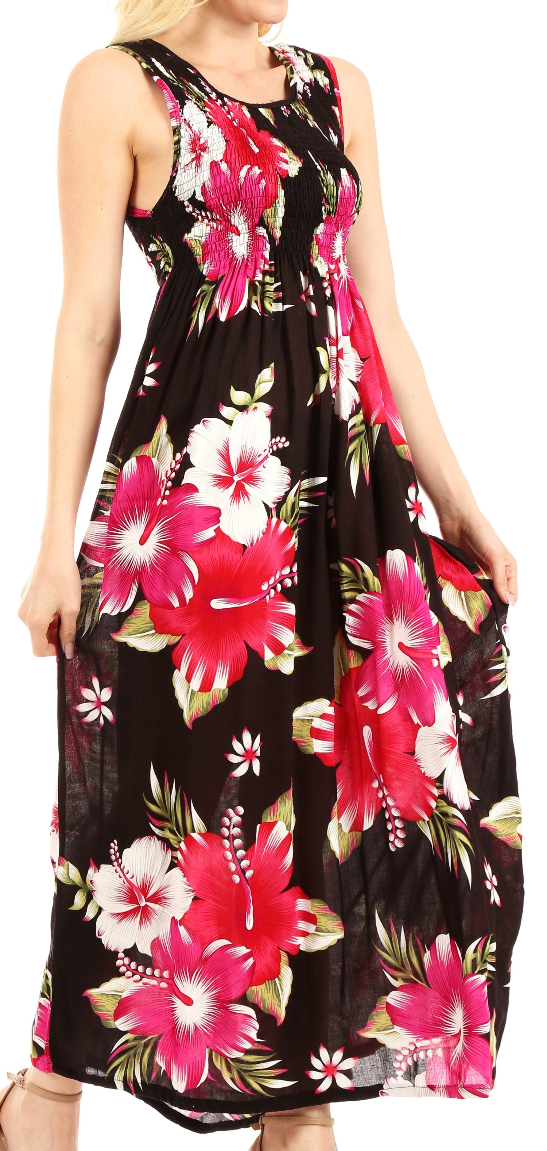 Sakkas Iyabo Women's Sleeveless Casual Summer Floral Print Dress Maxi Long Stretch - Concordia Style Boutique