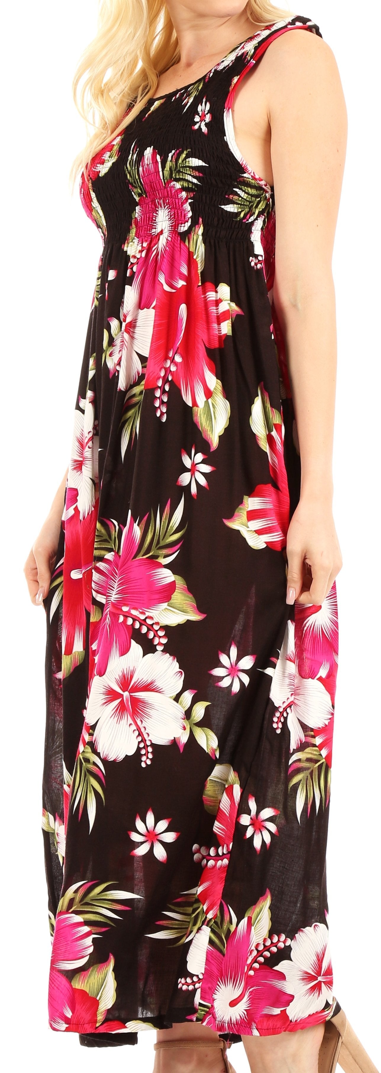 Sakkas Iyabo Women's Sleeveless Casual Summer Floral Print Dress Maxi Long Stretch - Concordia Style Boutique