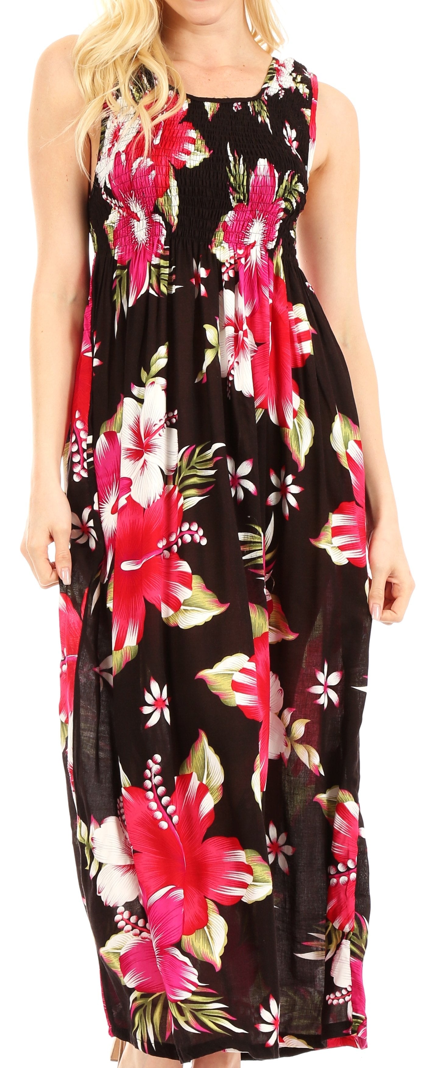 Sakkas Iyabo Women's Sleeveless Casual Summer Floral Print Dress Maxi Long Stretch - Concordia Style Boutique