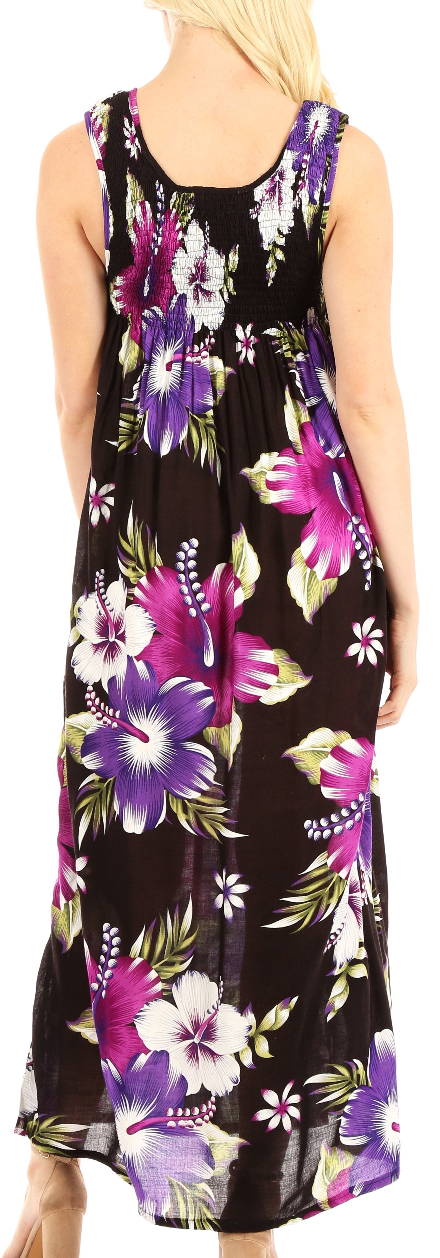 Sakkas Iyabo Women's Sleeveless Casual Summer Floral Print Dress Maxi Long Stretch - Concordia Style Boutique
