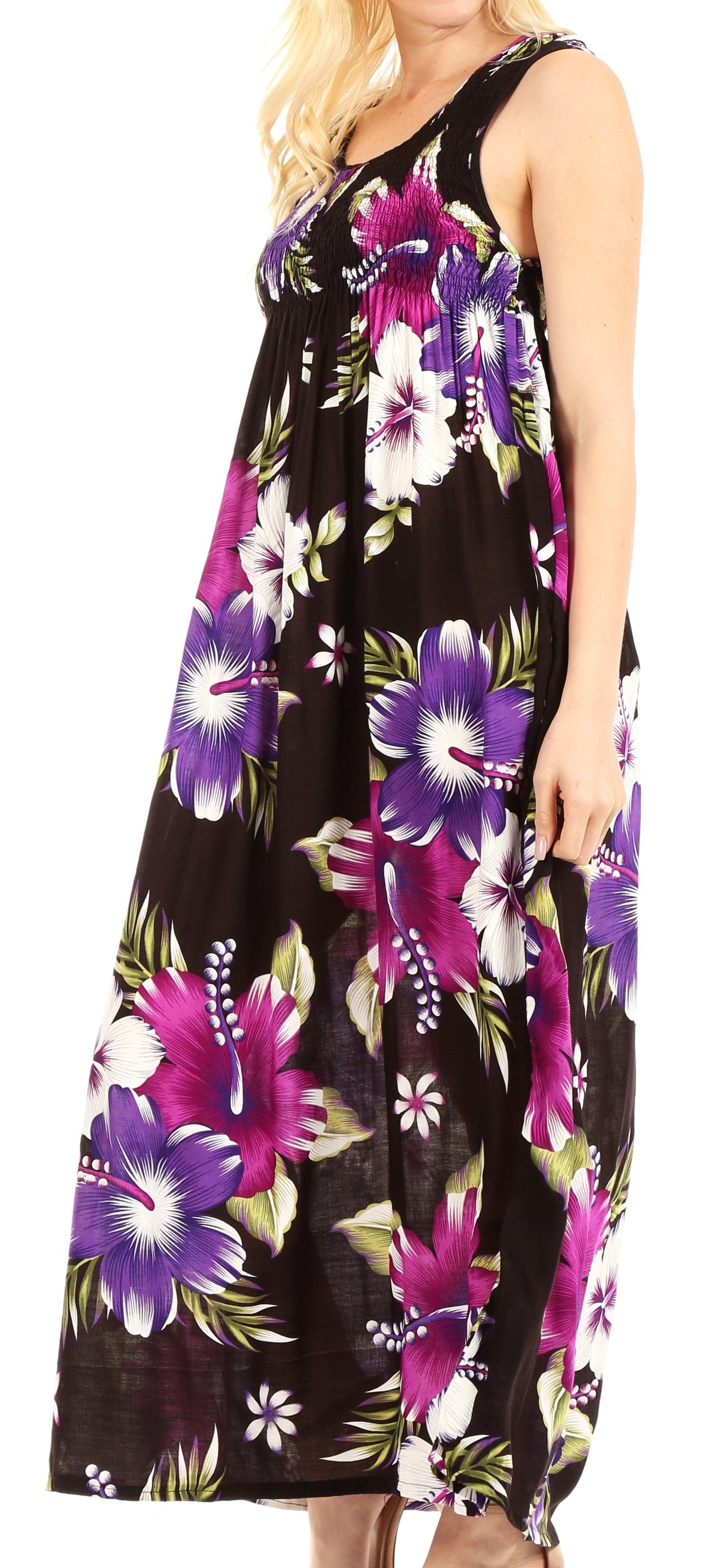 Sakkas Iyabo Women's Sleeveless Casual Summer Floral Print Dress Maxi Long Stretch - Concordia Style Boutique