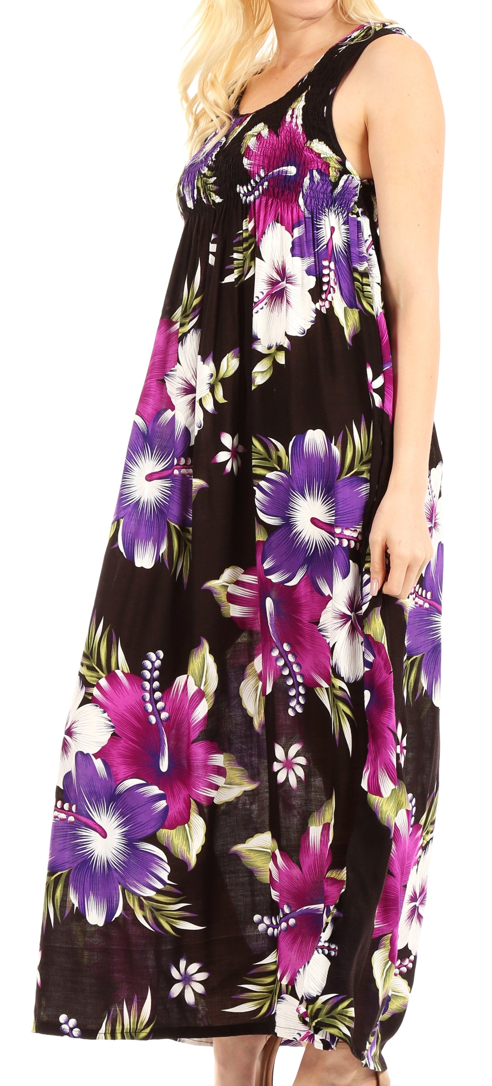 Sakkas Iyabo Women's Sleeveless Casual Summer Floral Print Dress Maxi Long Stretch - Concordia Style Boutique