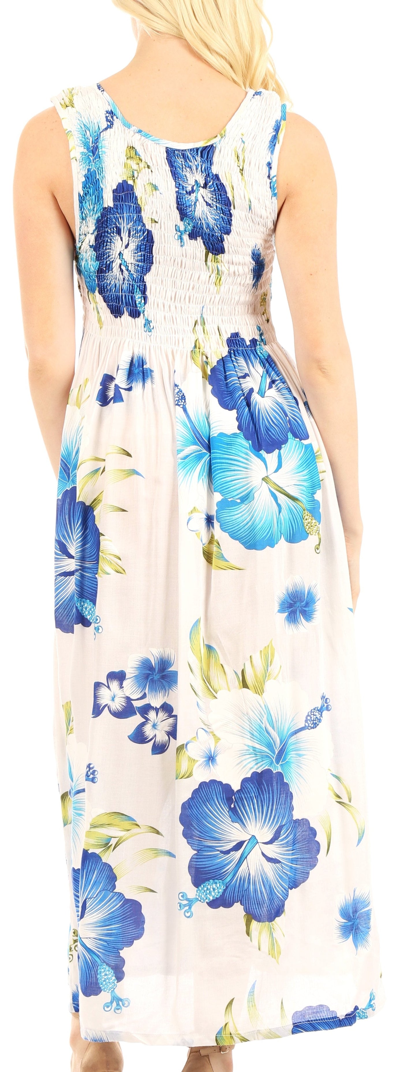 Sakkas Iyabo Women's Sleeveless Casual Summer Floral Print Dress Maxi Long Stretch - Concordia Style Boutique