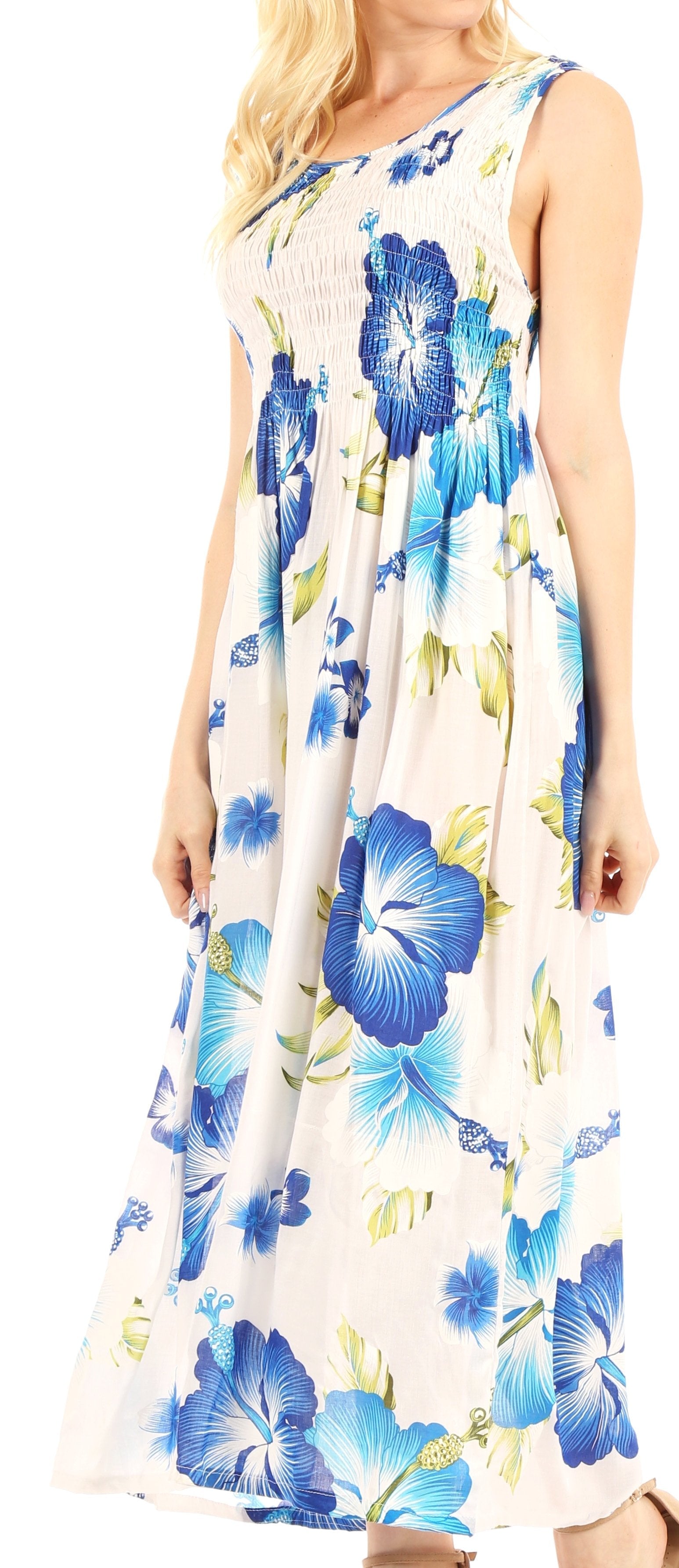 Sakkas Iyabo Women's Sleeveless Casual Summer Floral Print Dress Maxi Long Stretch - Concordia Style Boutique