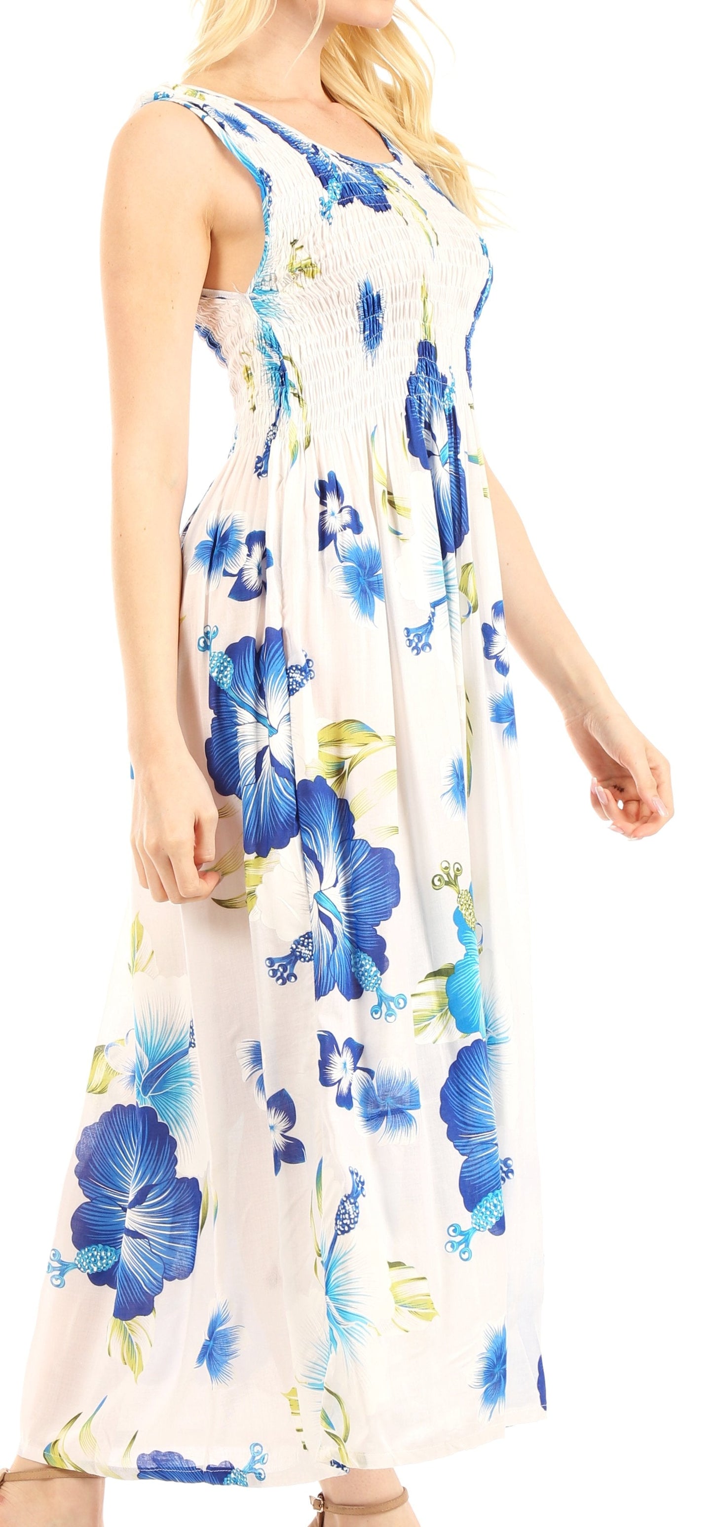 Sakkas Iyabo Women's Sleeveless Casual Summer Floral Print Dress Maxi Long Stretch - Concordia Style Boutique