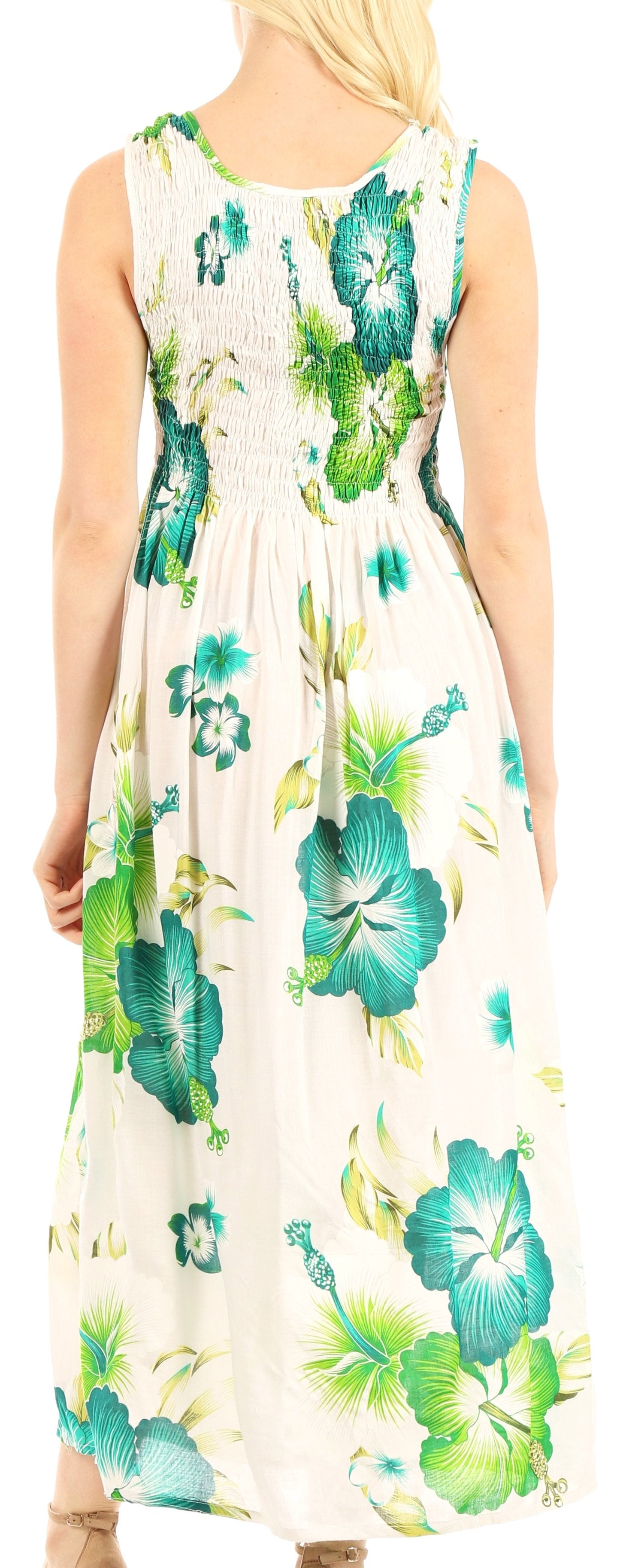 Sakkas Iyabo Women's Sleeveless Casual Summer Floral Print Dress Maxi Long Stretch - Concordia Style Boutique