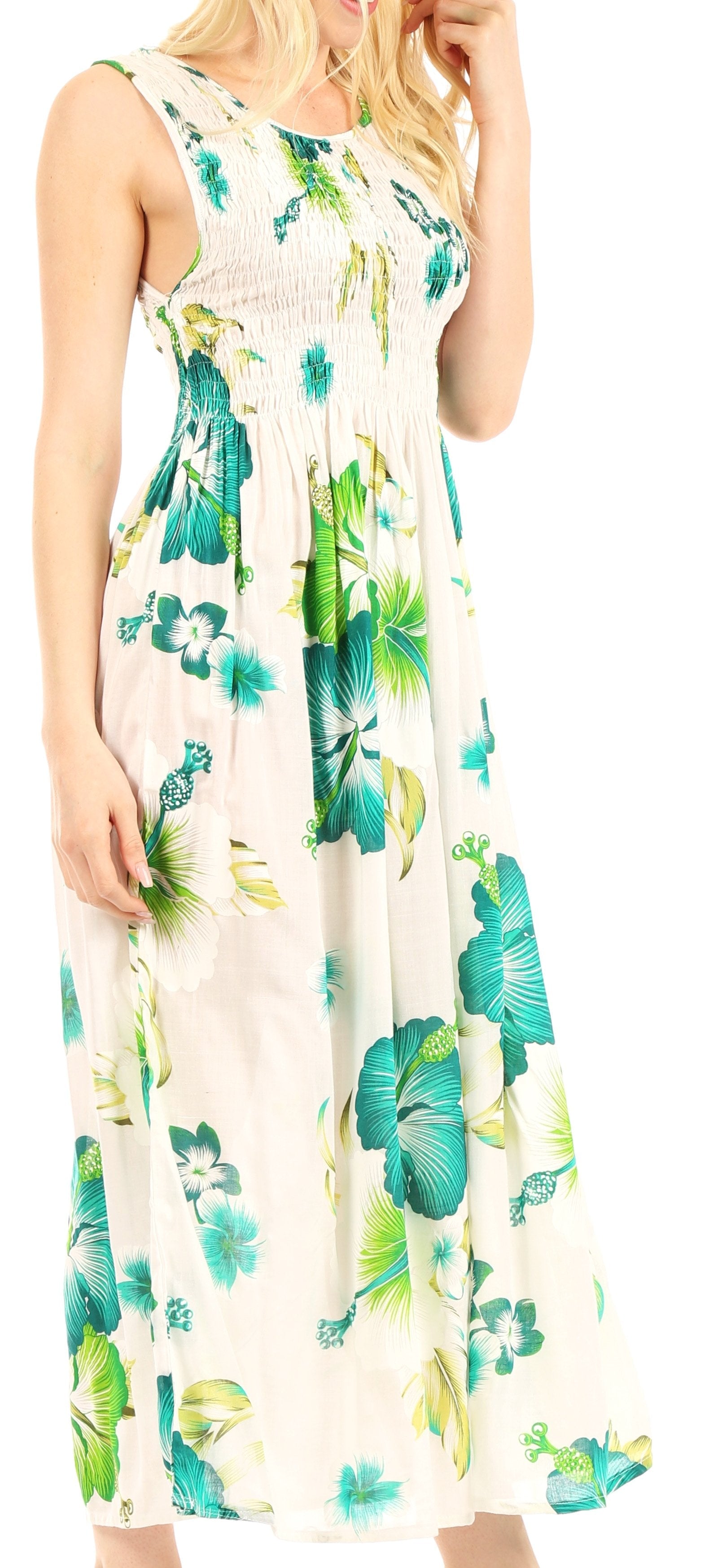Sakkas Iyabo Women's Sleeveless Casual Summer Floral Print Dress Maxi Long Stretch - Concordia Style Boutique