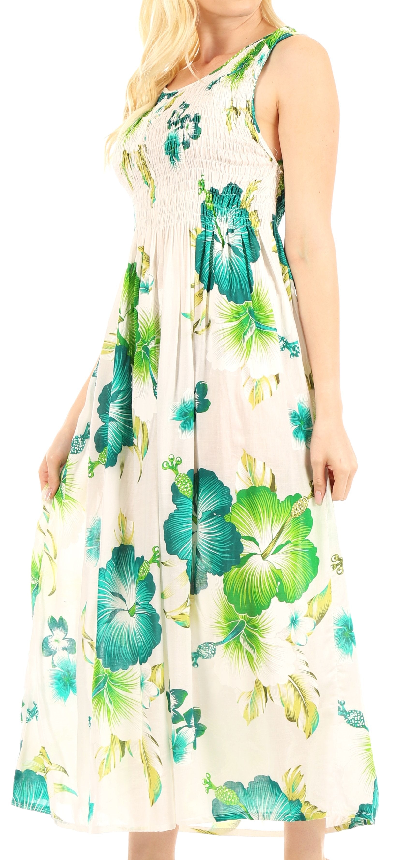 Sakkas Iyabo Women's Sleeveless Casual Summer Floral Print Dress Maxi Long Stretch - Concordia Style Boutique