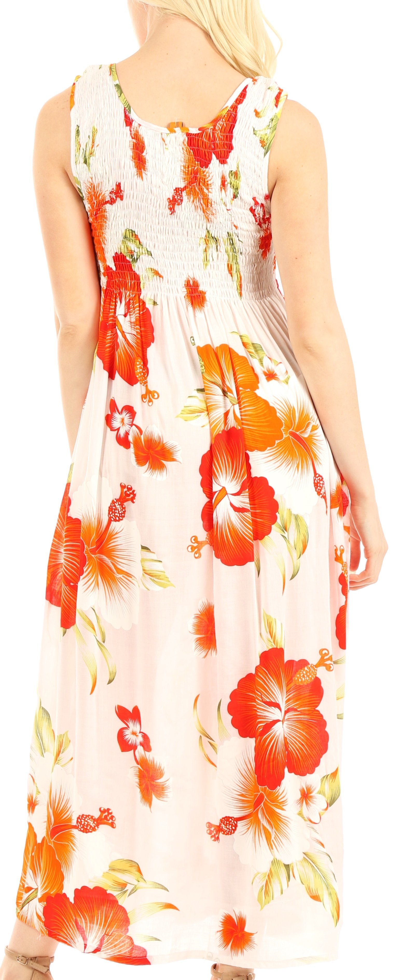 Sakkas Iyabo Women's Sleeveless Casual Summer Floral Print Dress Maxi Long Stretch - Concordia Style Boutique