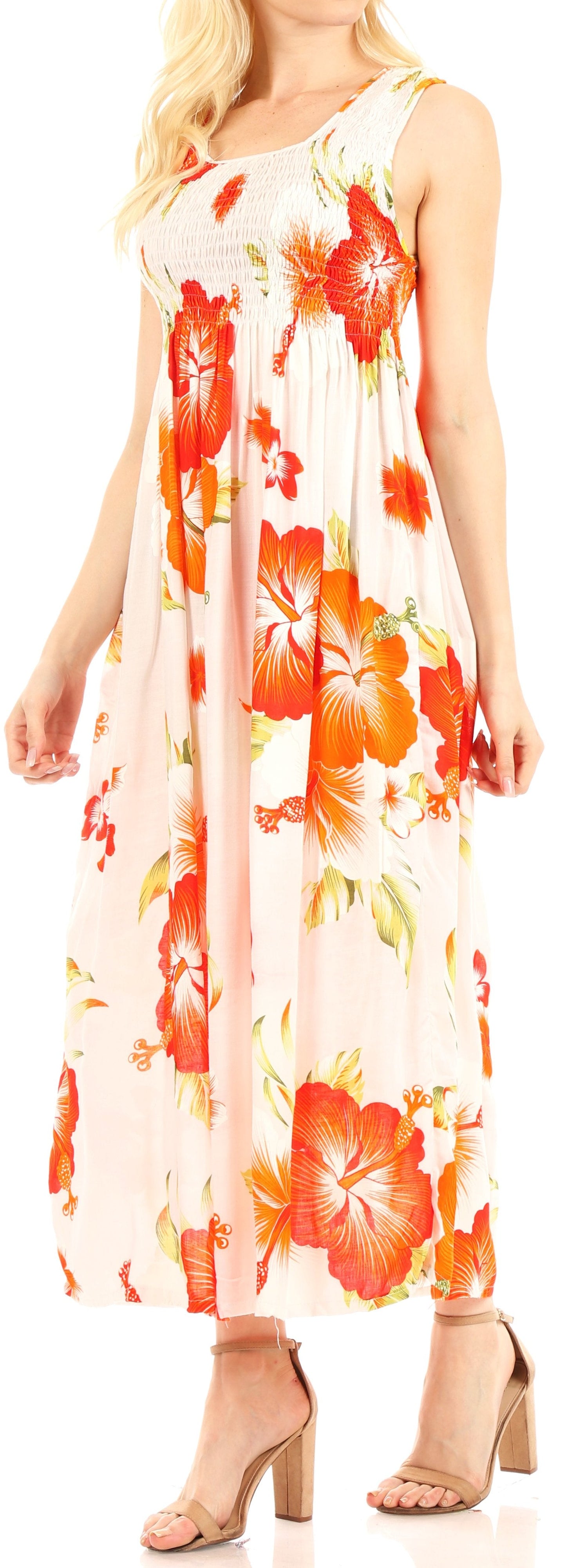 Sakkas Iyabo Women's Sleeveless Casual Summer Floral Print Dress Maxi Long Stretch - Concordia Style Boutique