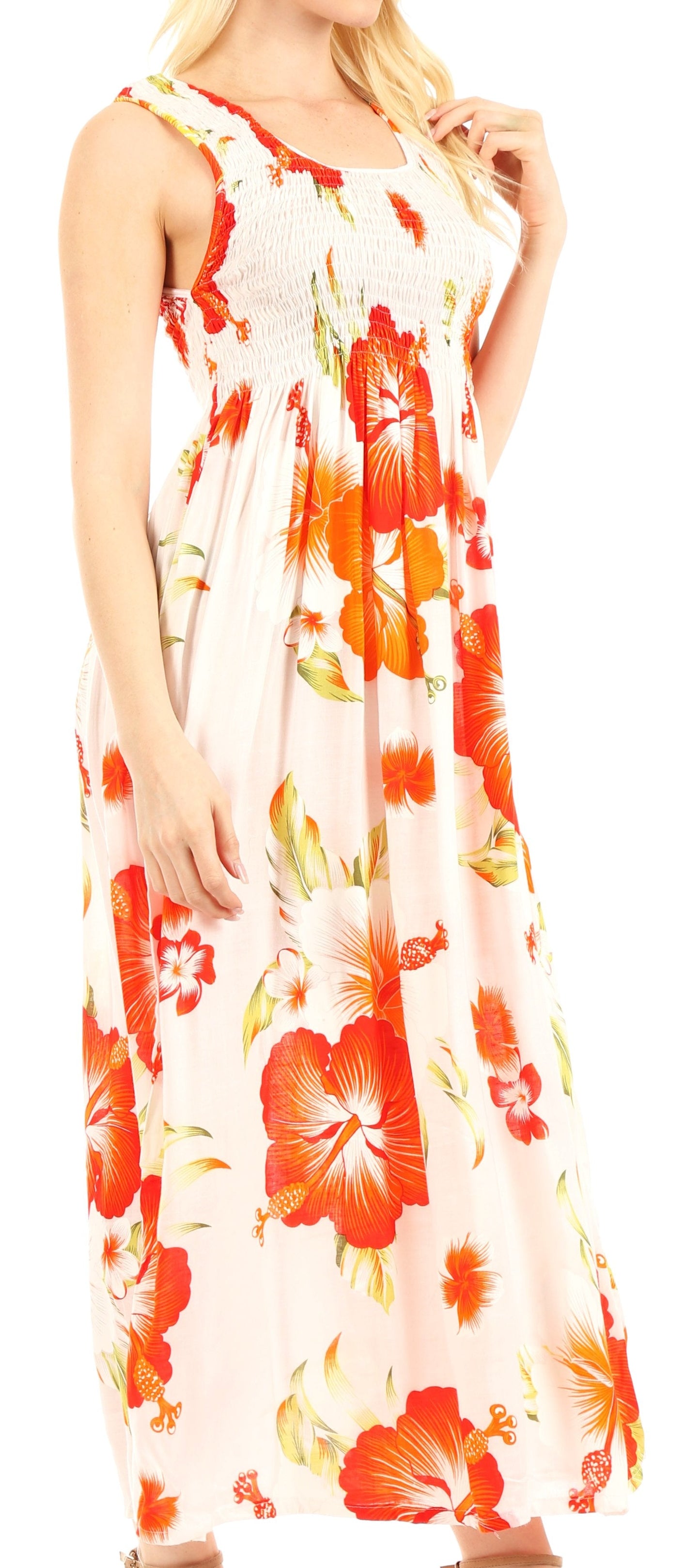 Sakkas Iyabo Women's Sleeveless Casual Summer Floral Print Dress Maxi Long Stretch - Concordia Style Boutique