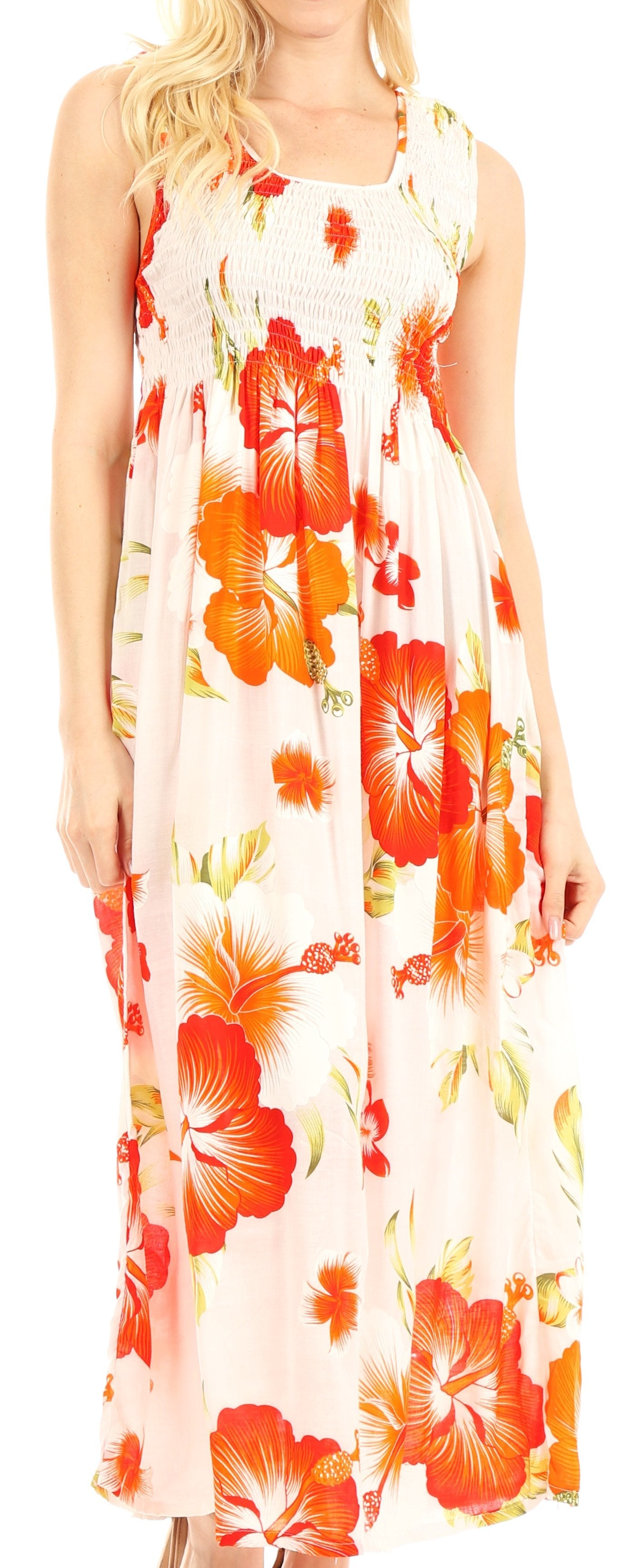 Sakkas Iyabo Women's Sleeveless Casual Summer Floral Print Dress Maxi Long Stretch - Concordia Style Boutique