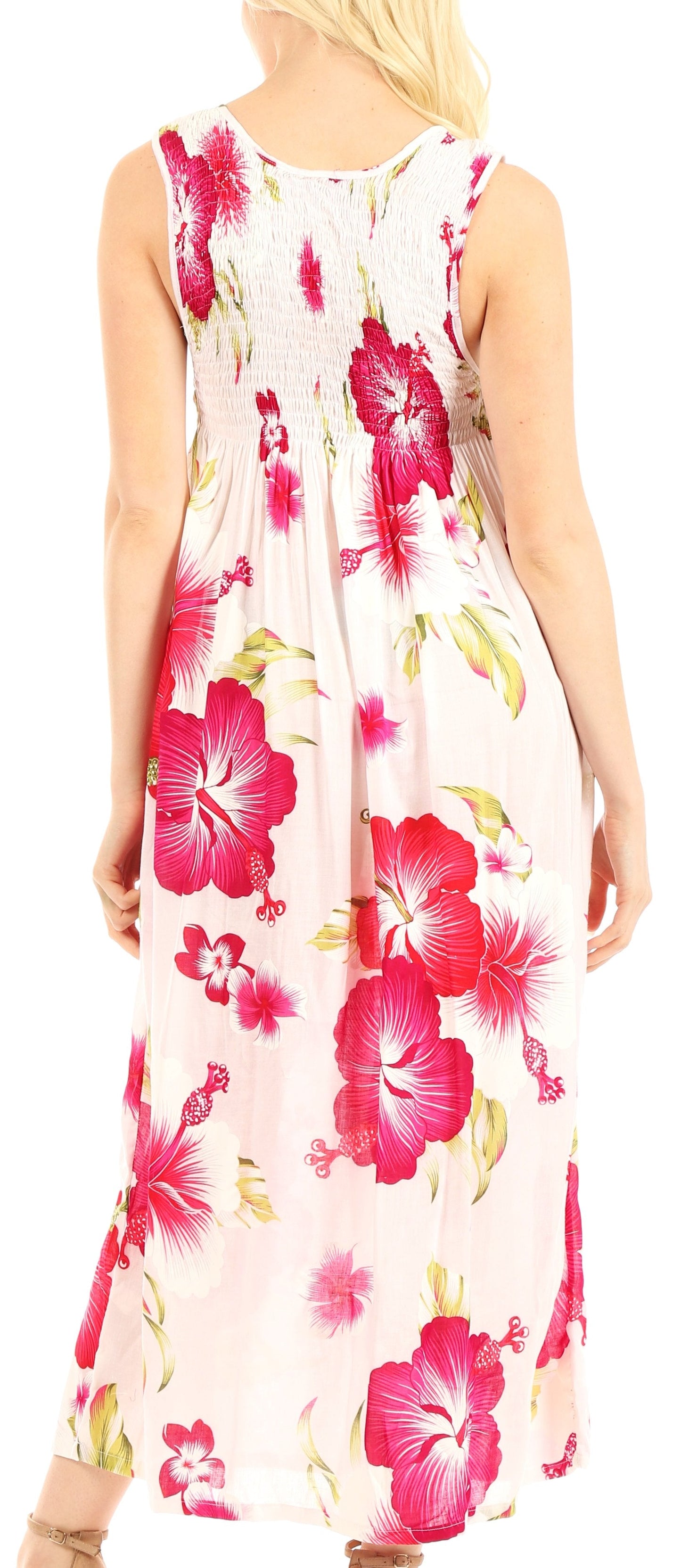 Sakkas Iyabo Women's Sleeveless Casual Summer Floral Print Dress Maxi Long Stretch - Concordia Style Boutique