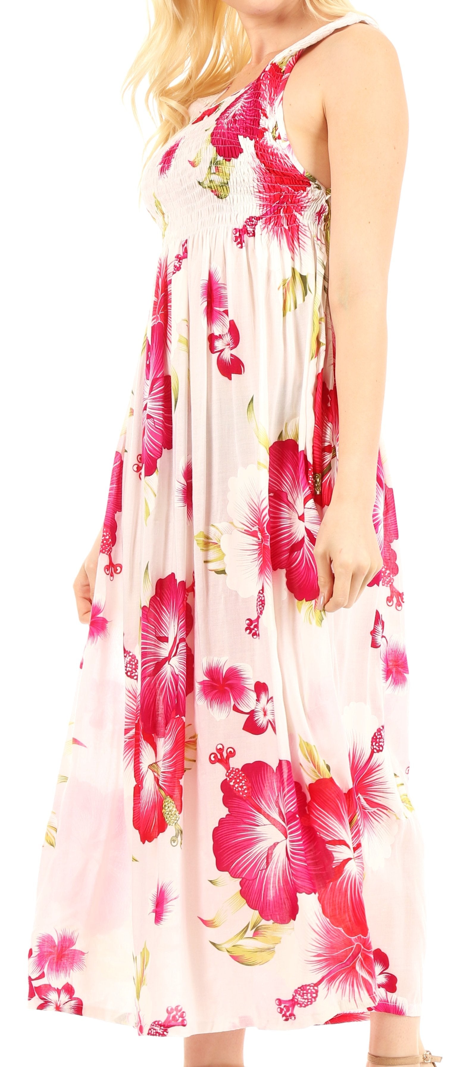 Sakkas Iyabo Women's Sleeveless Casual Summer Floral Print Dress Maxi Long Stretch - Concordia Style Boutique