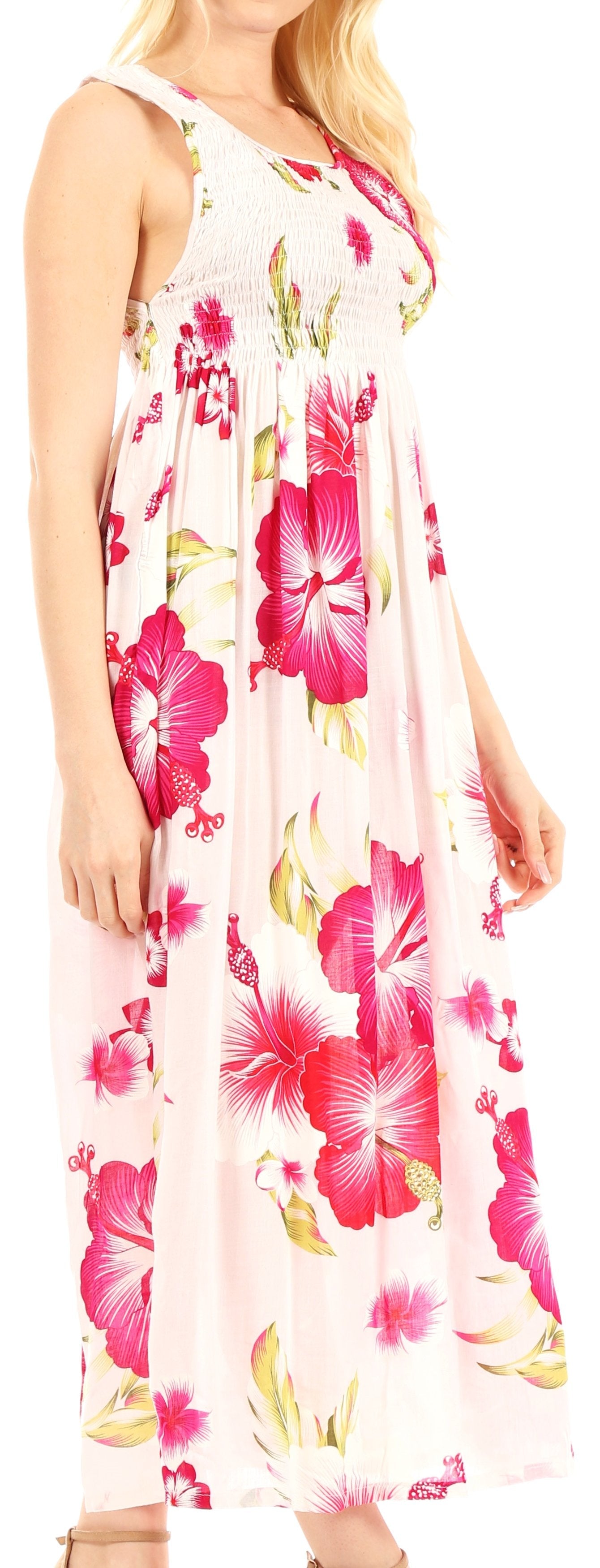 Sakkas Iyabo Women's Sleeveless Casual Summer Floral Print Dress Maxi Long Stretch - Concordia Style Boutique
