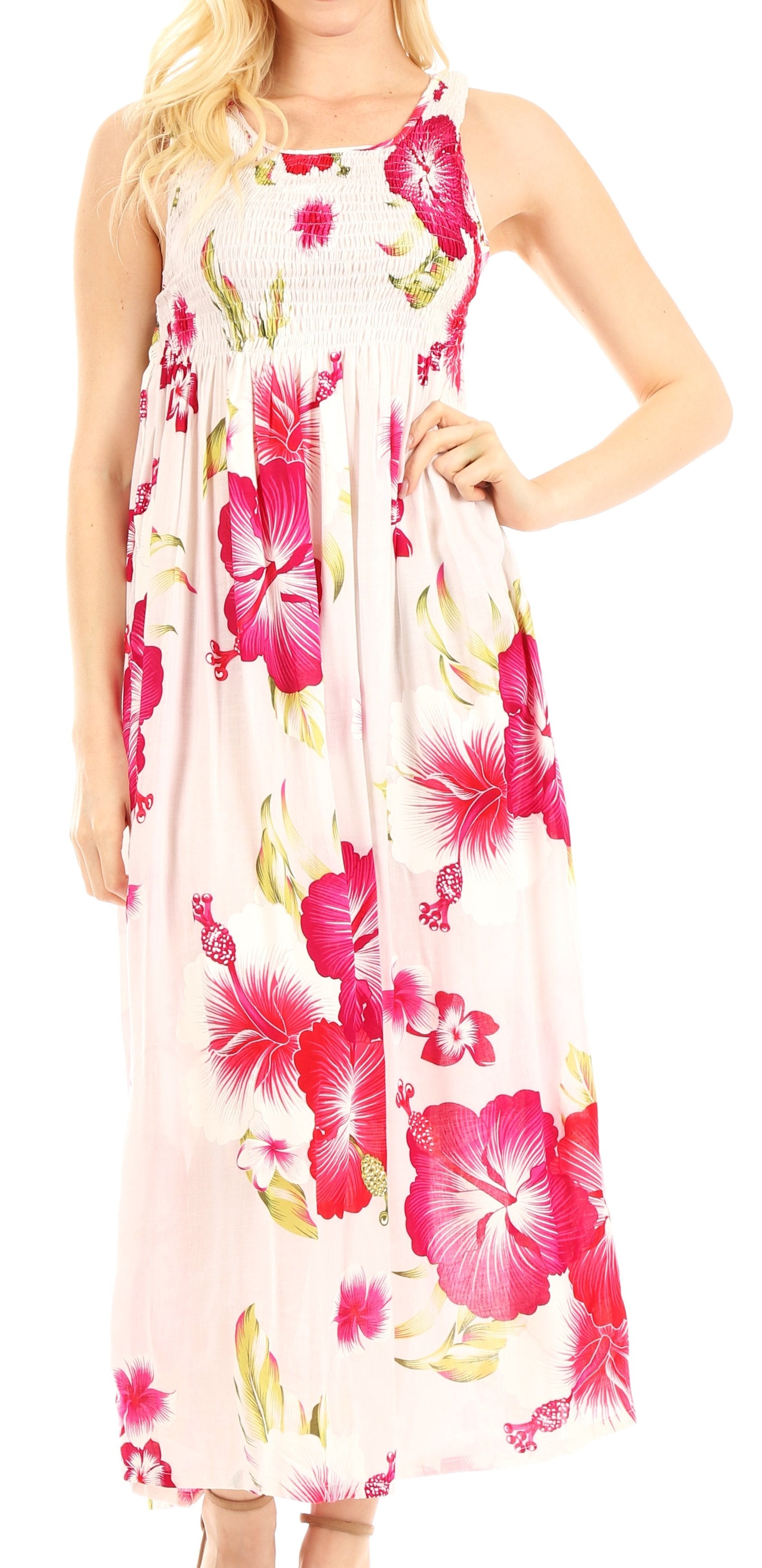 Sakkas Iyabo Women's Sleeveless Casual Summer Floral Print Dress Maxi Long Stretch - Concordia Style Boutique