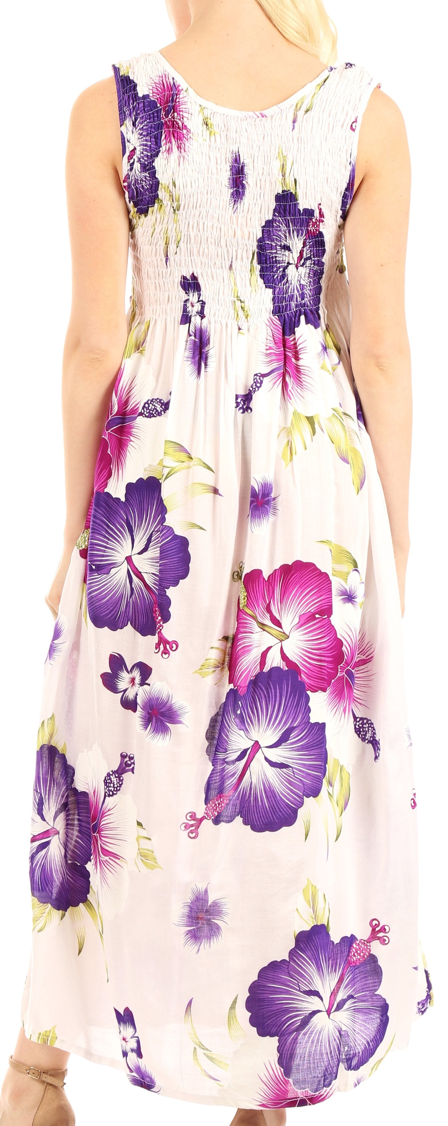 Sakkas Iyabo Women's Sleeveless Casual Summer Floral Print Dress Maxi Long Stretch - Concordia Style Boutique