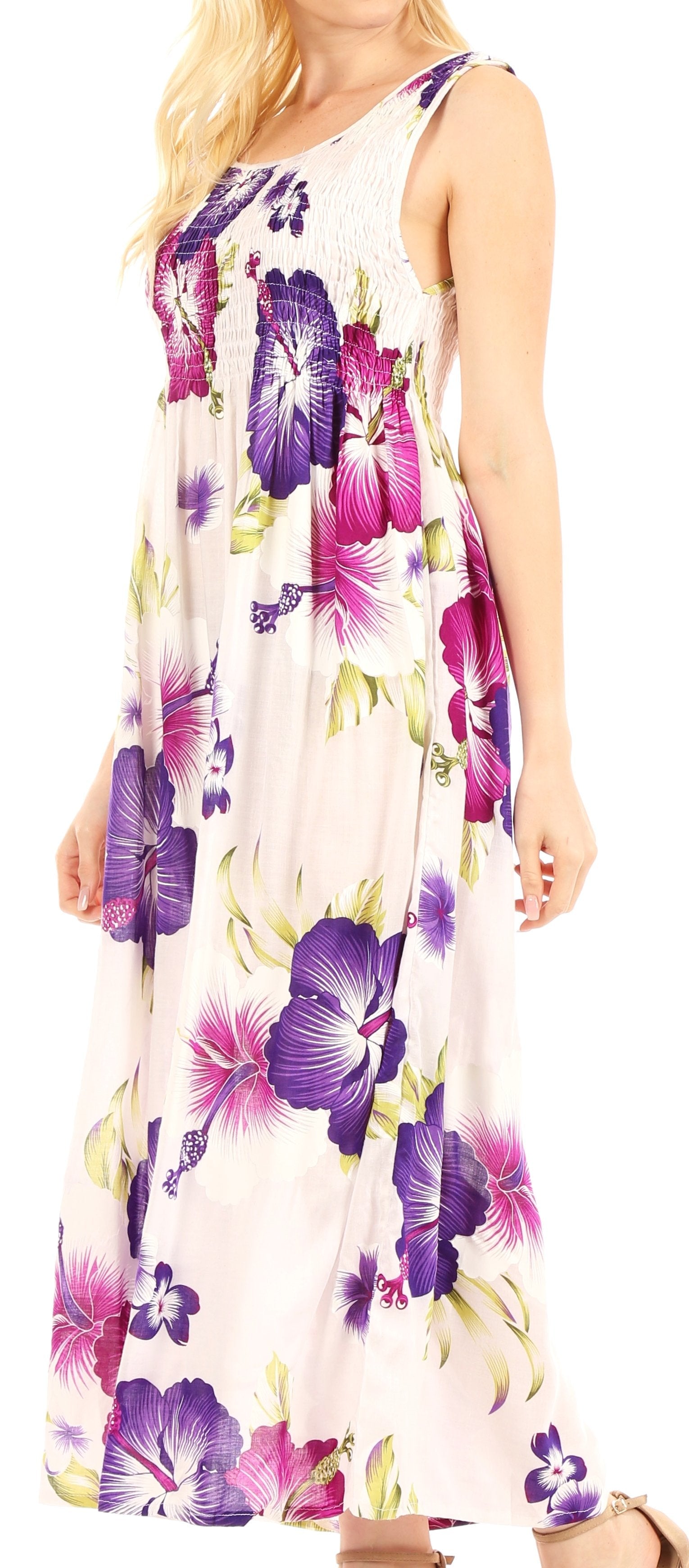 Sakkas Iyabo Women's Sleeveless Casual Summer Floral Print Dress Maxi Long Stretch - Concordia Style Boutique