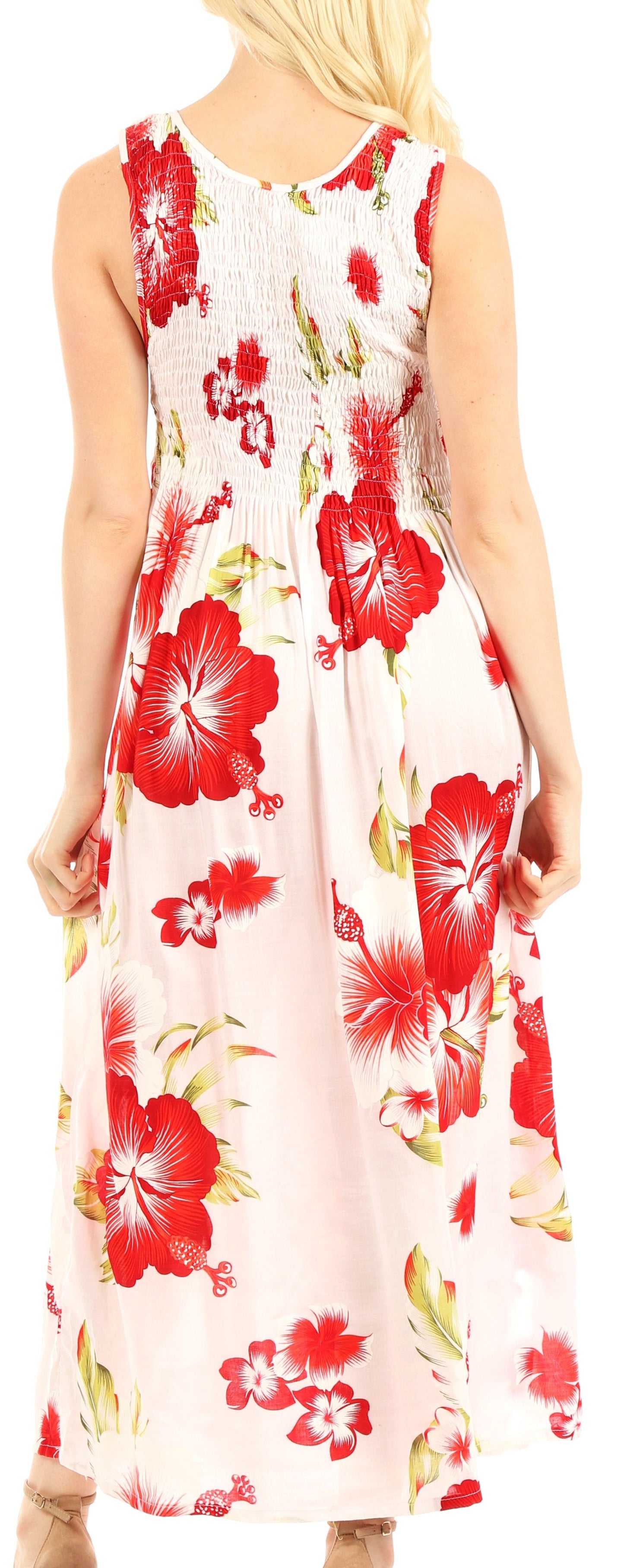 Sakkas Iyabo Women's Sleeveless Casual Summer Floral Print Dress Maxi Long Stretch - Concordia Style Boutique