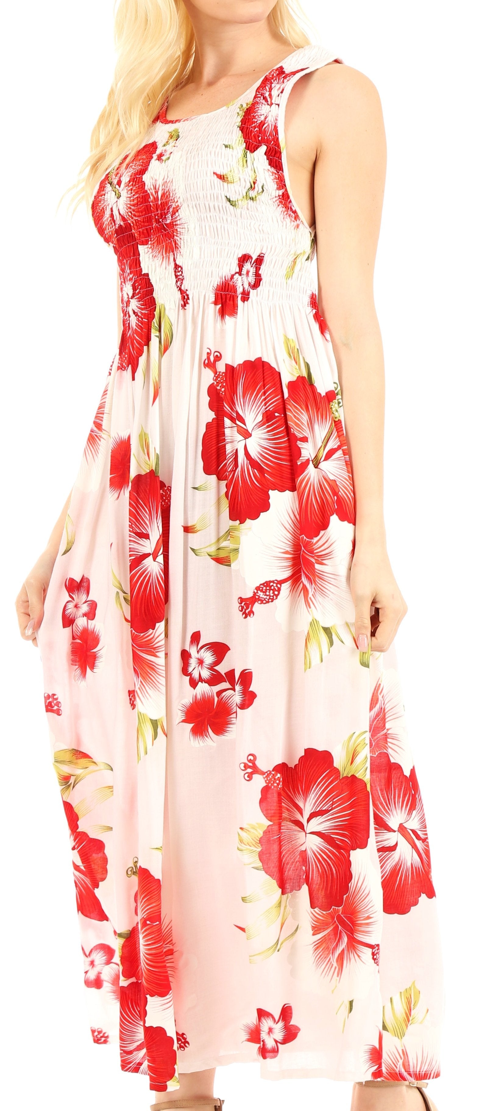 Sakkas Iyabo Women's Sleeveless Casual Summer Floral Print Dress Maxi Long Stretch - Concordia Style Boutique